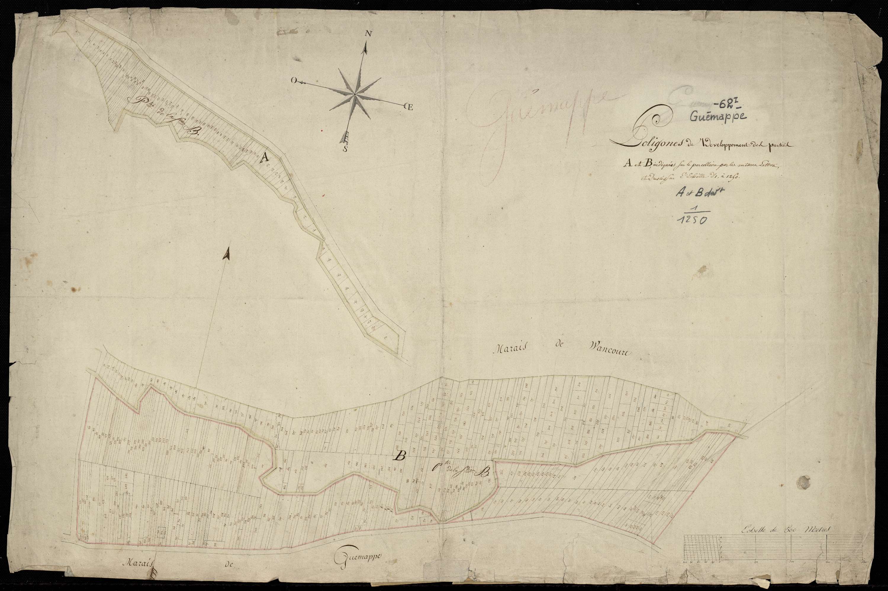 Guémappe - Section B, développement du polygone