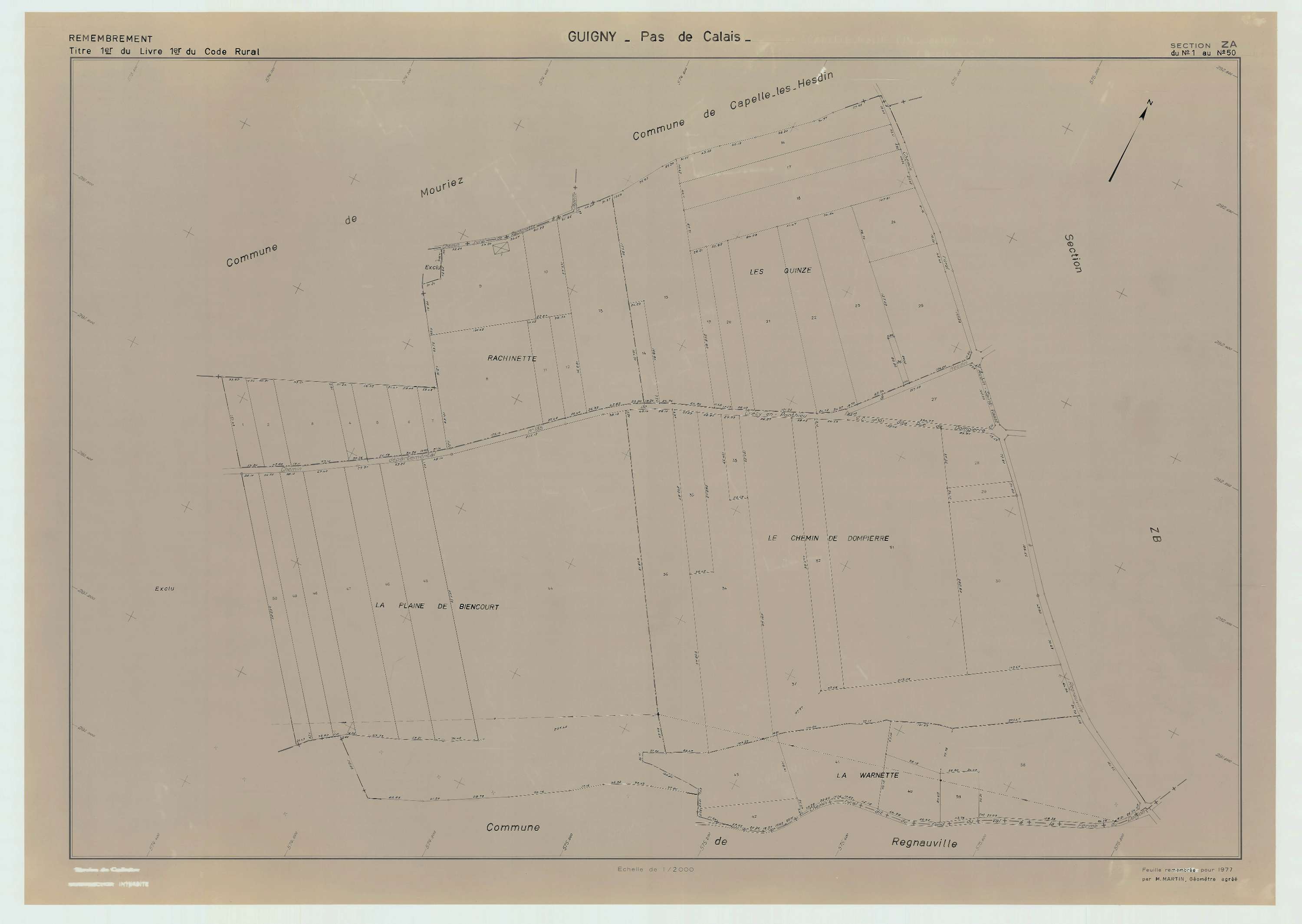 Guigny - Plan de remembrement : section ZA.