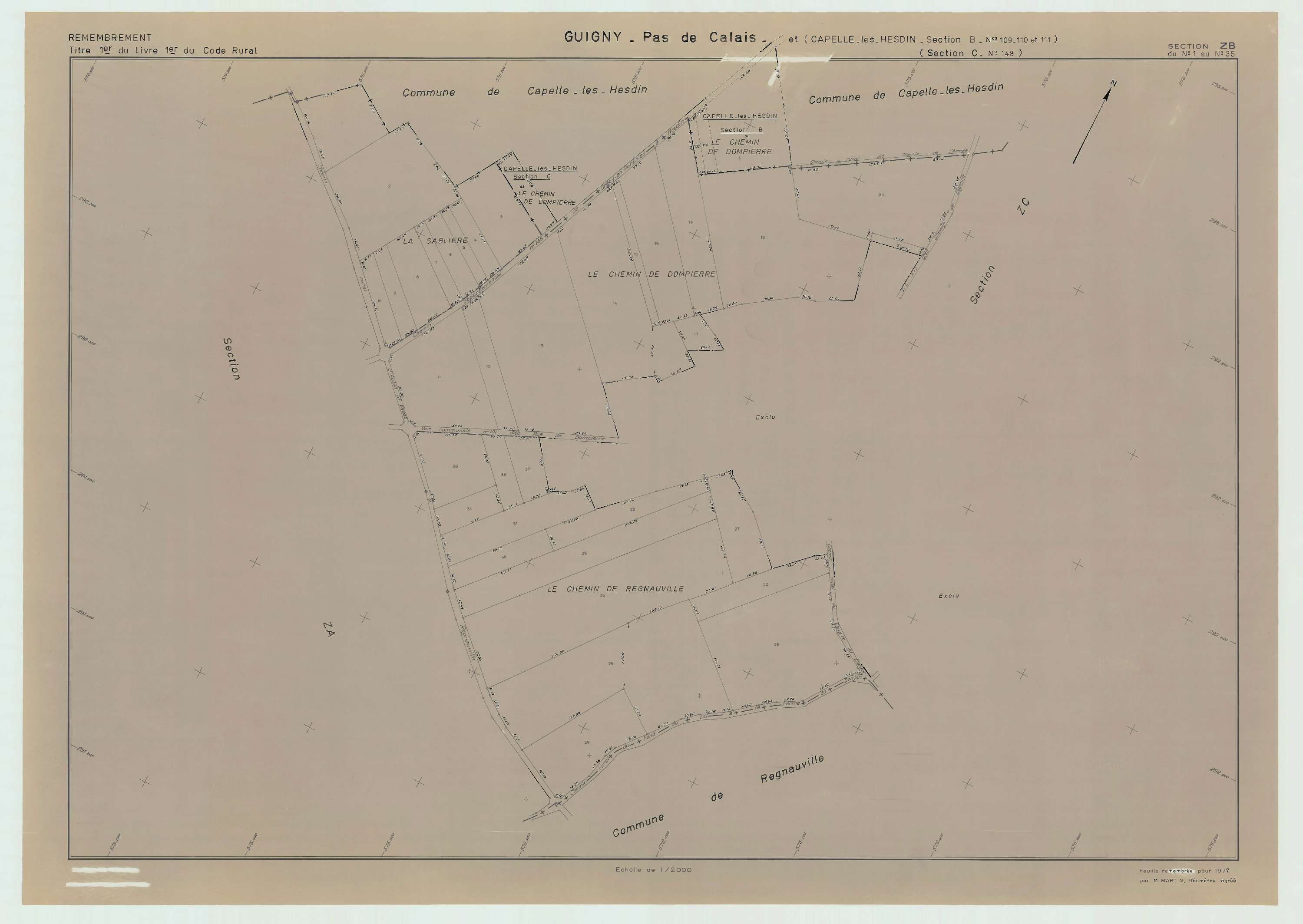 Guigny - Plan de remembrement : section ZB.