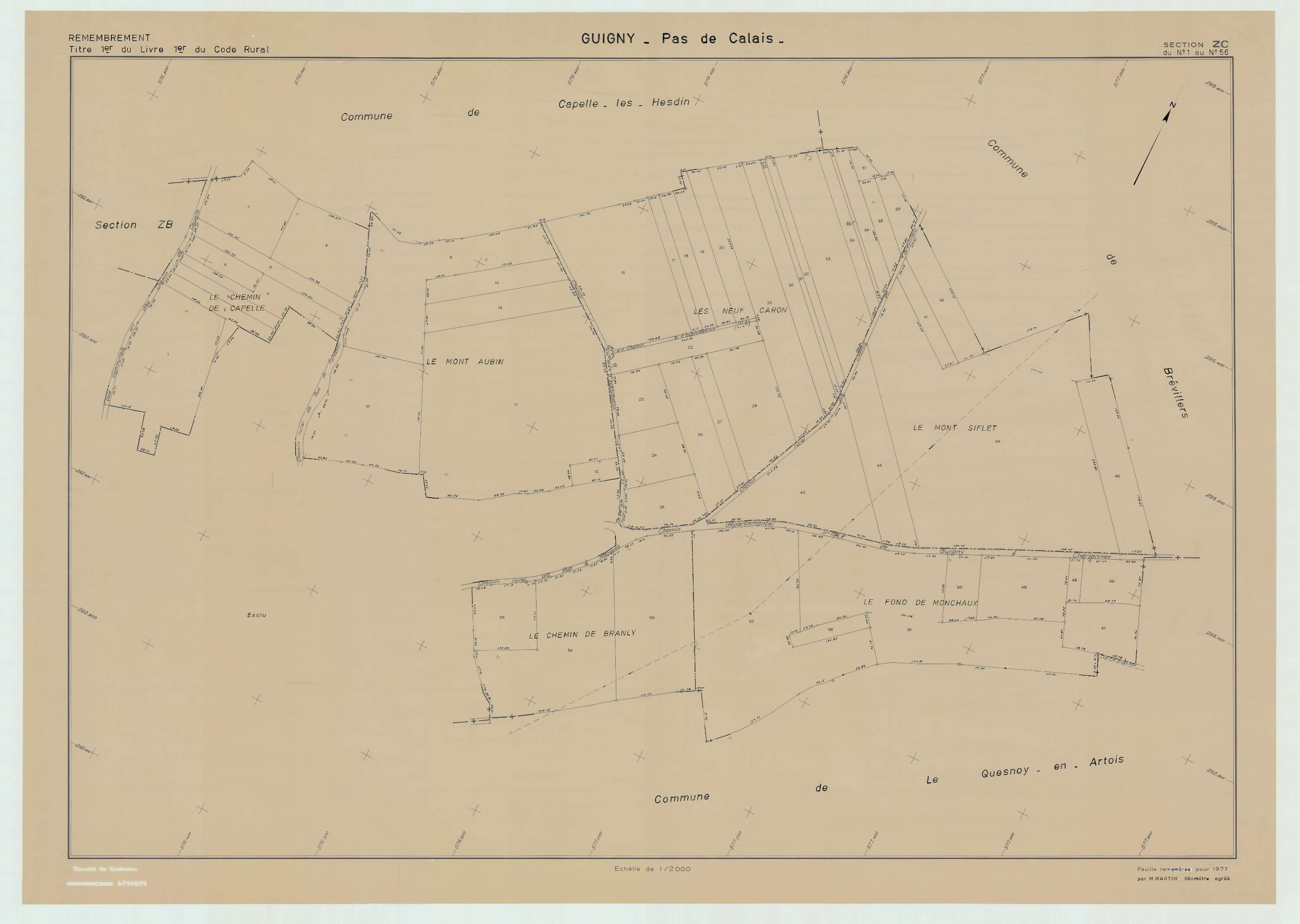 Guigny - Plan de remembrement : section ZC.