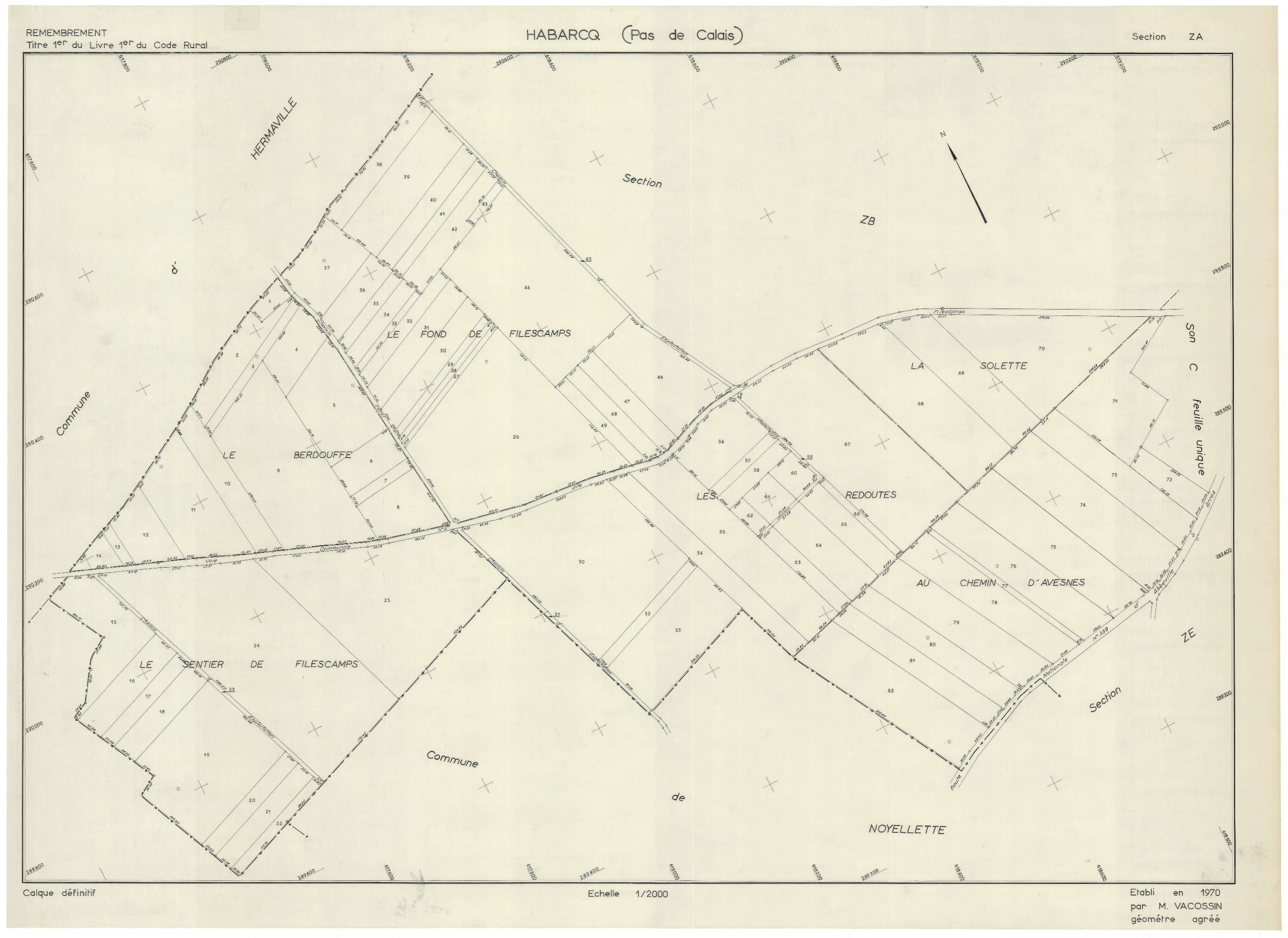 Habarcq - Plan de remembrement : section ZB.