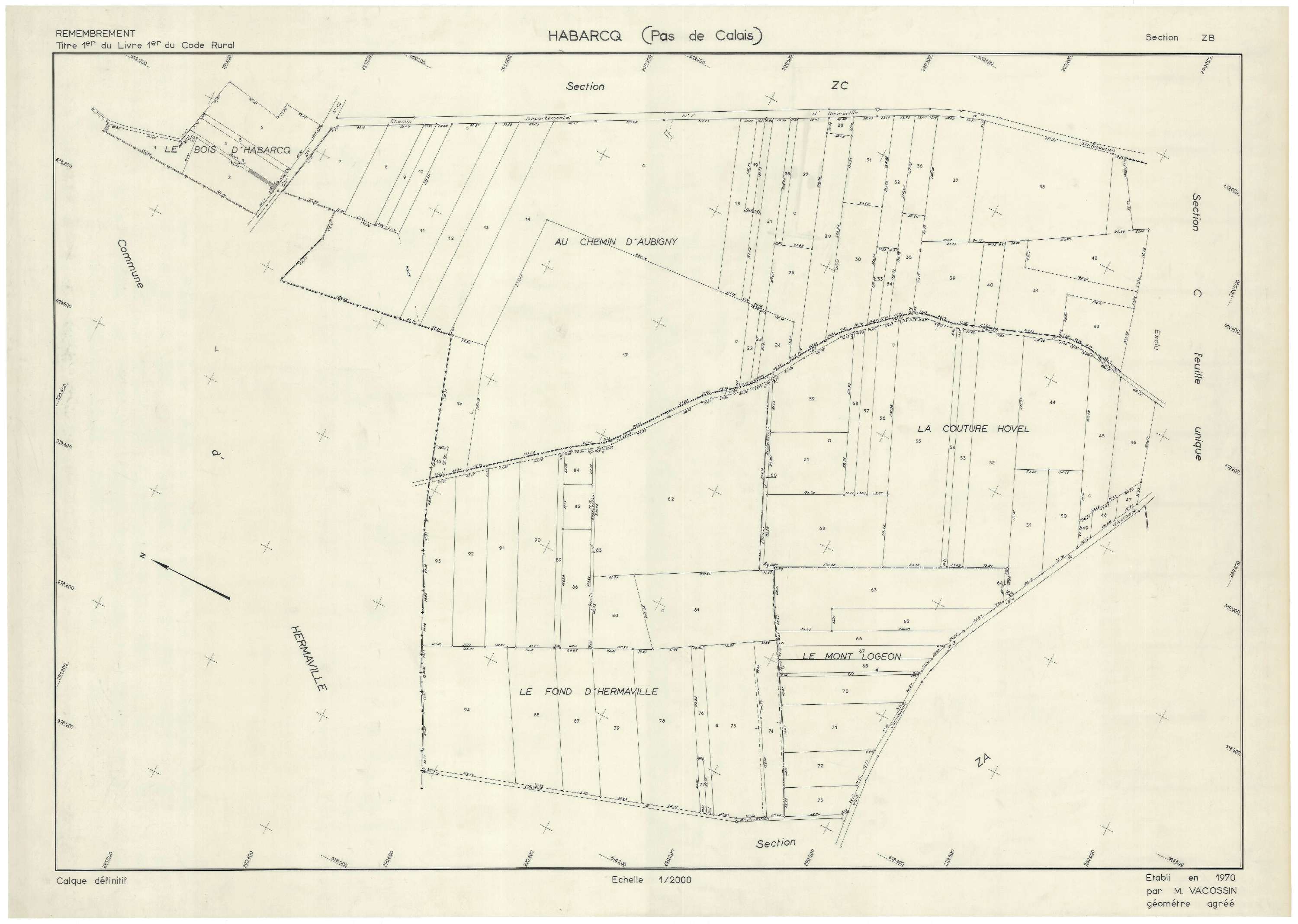 Habarcq - Plan de remembrement : section ZB.