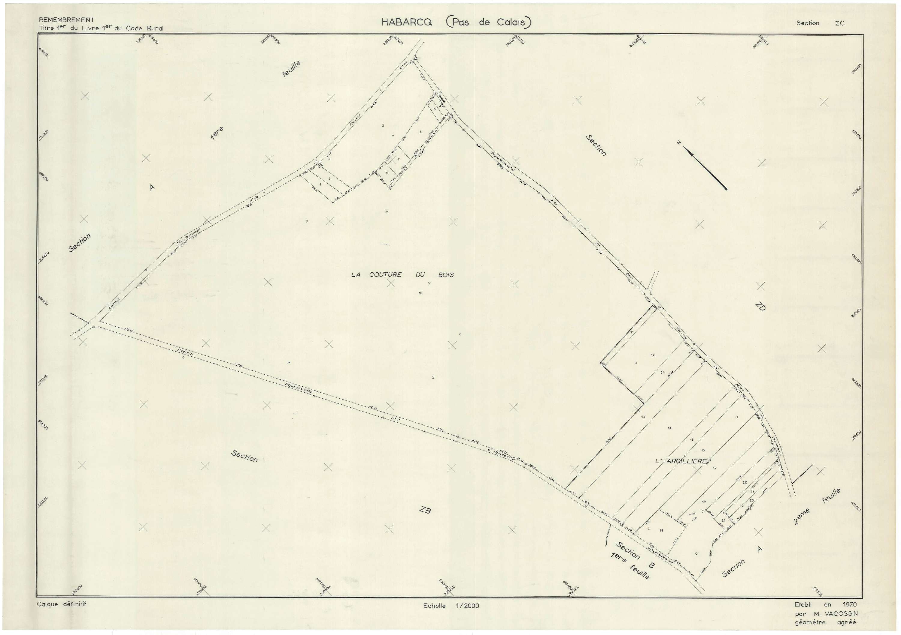 Habarcq - Plan de remembrement : section ZC.