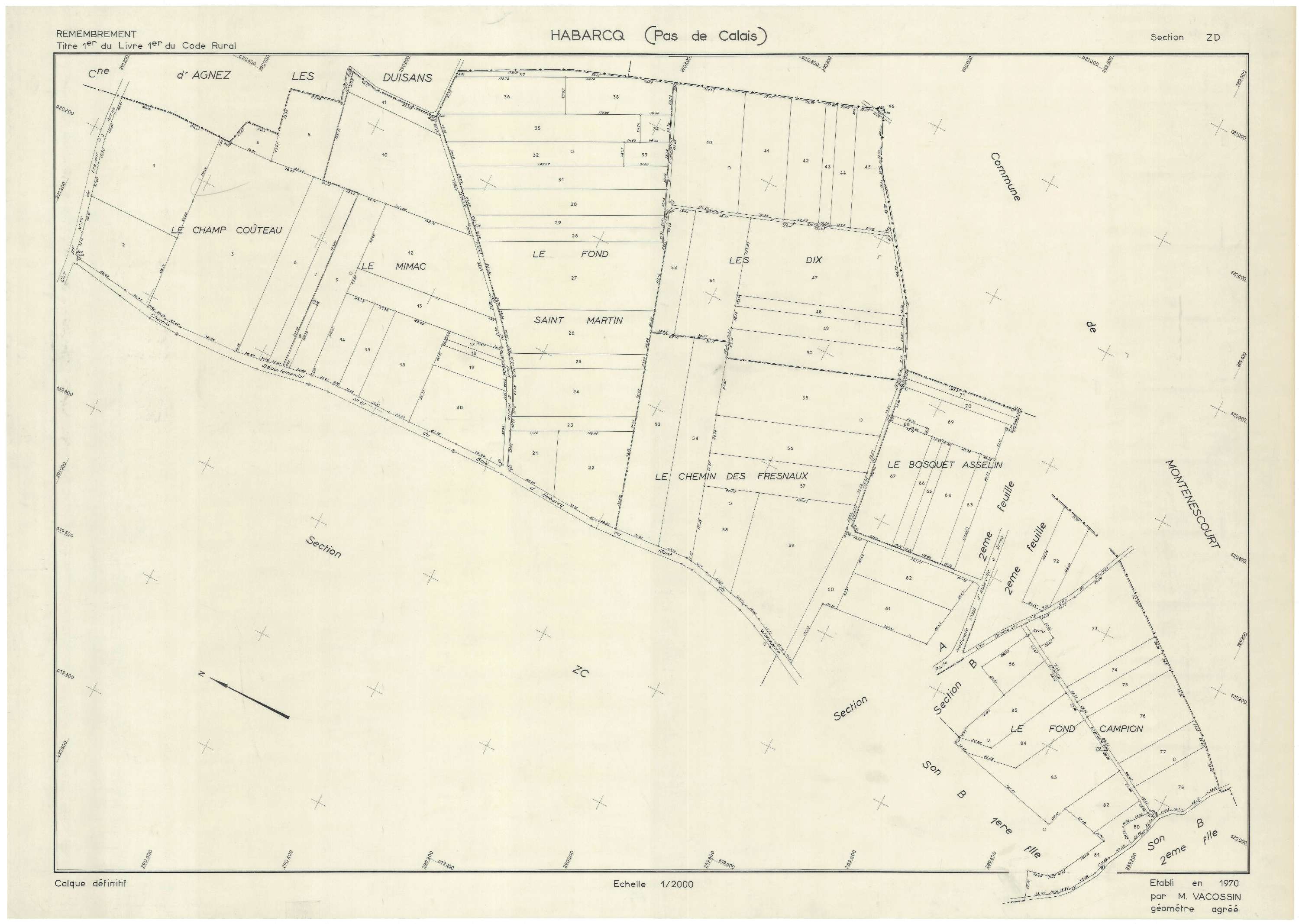 Habarcq - Plan de remembrement : section ZD.