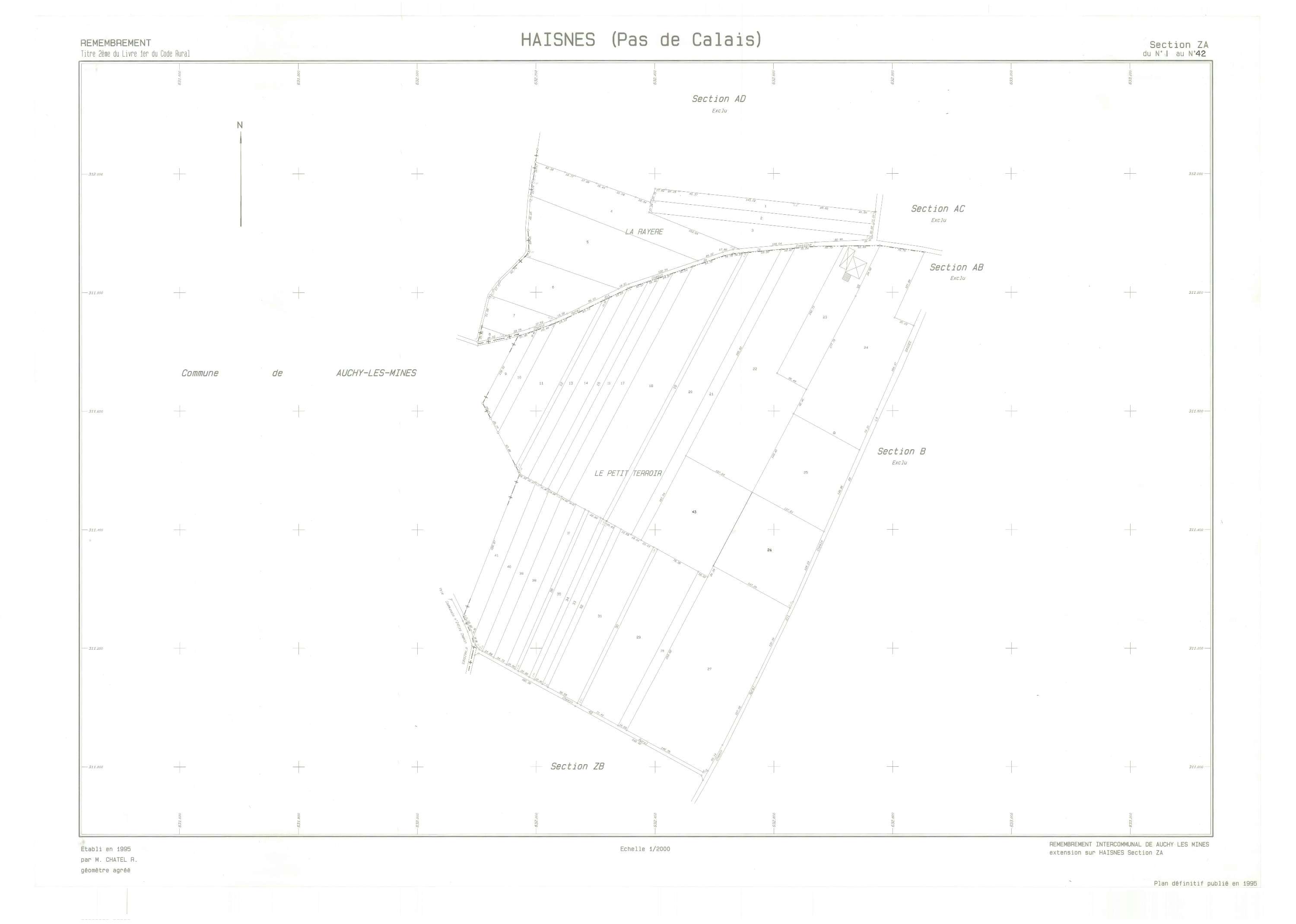 Haisnes - Plan de remembrement : section ZA.
