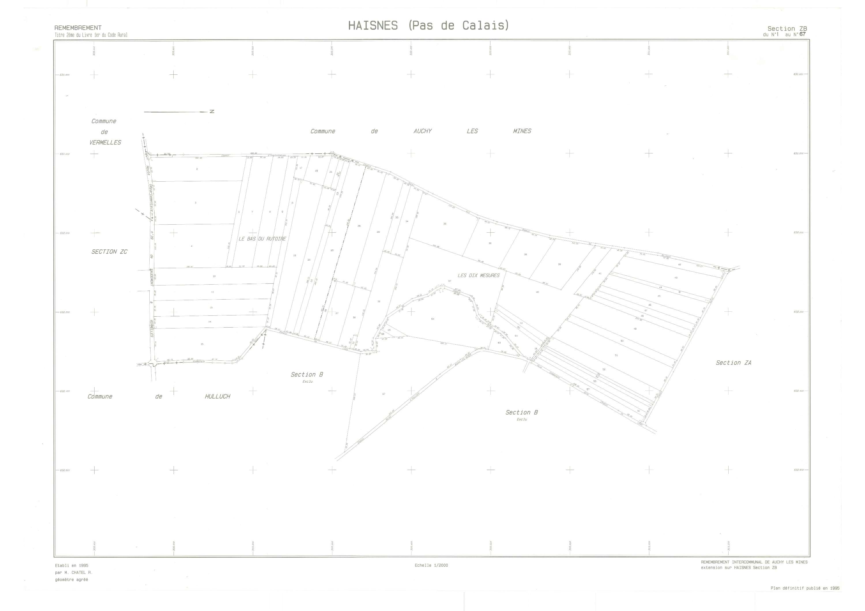 Haisnes - Plan de remembrement : section ZB.