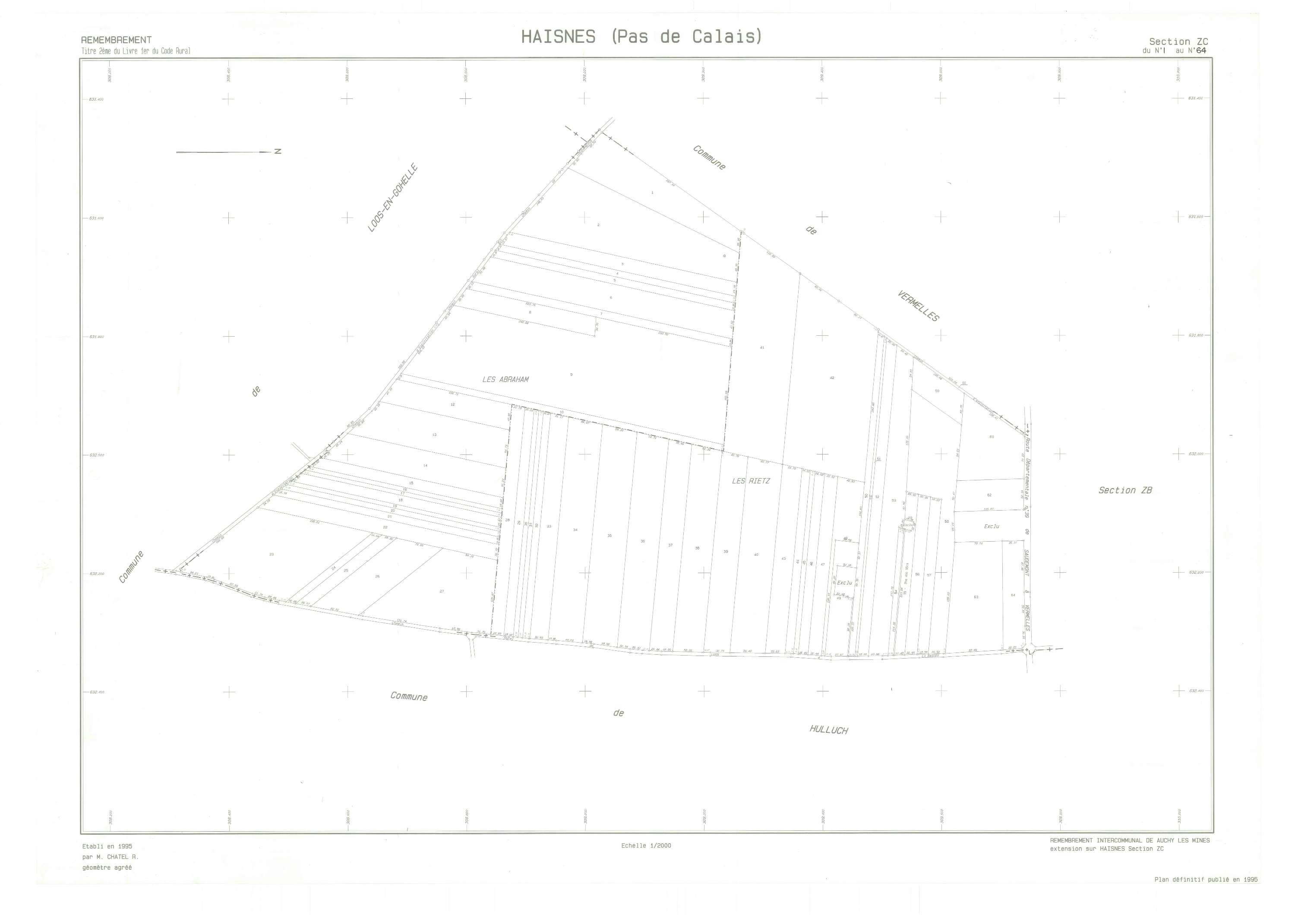 Haisnes - Plan de remembrement : section ZC.