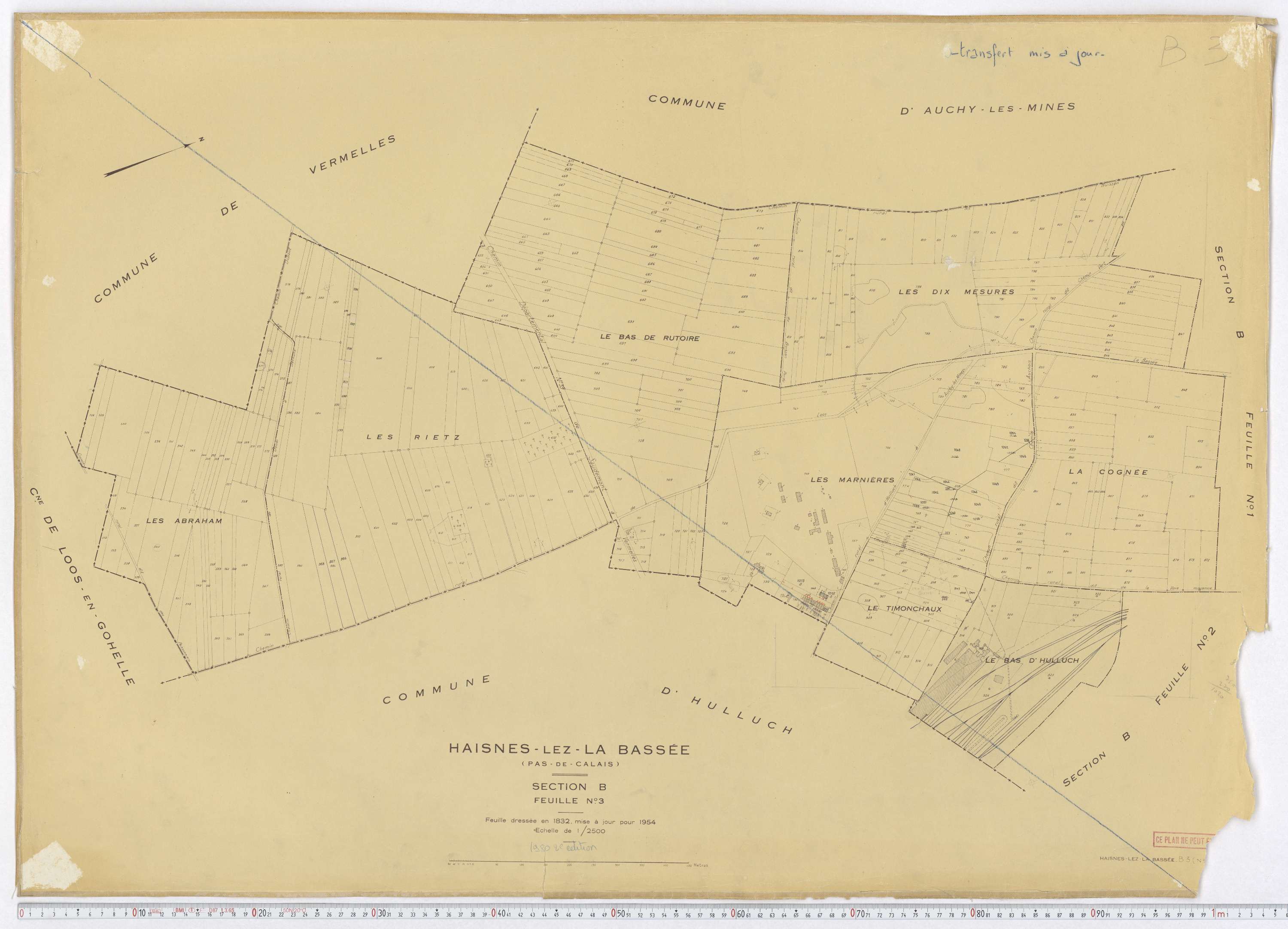 Haisnes - Section B, feuille 3.