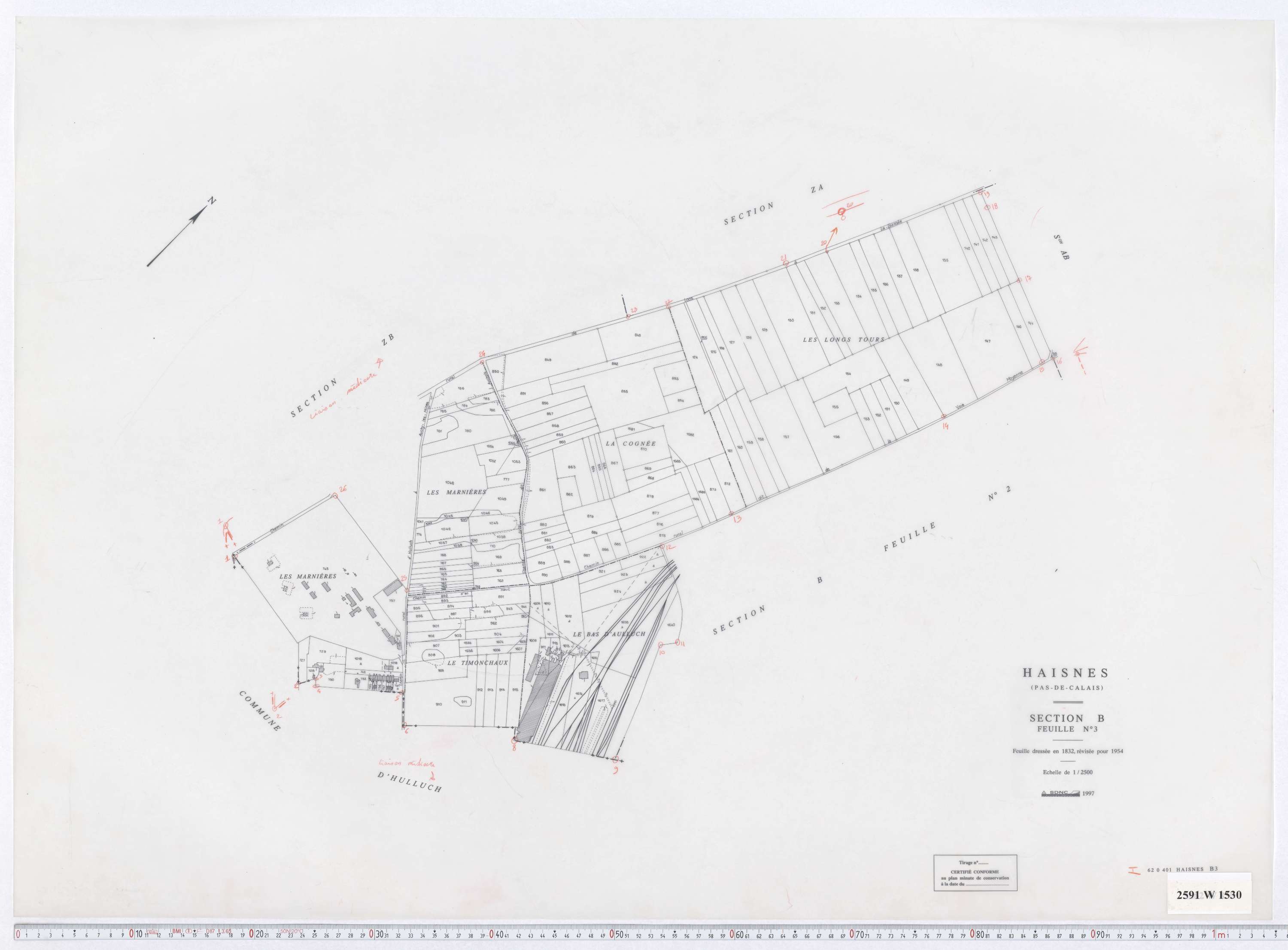 Haisnes - Section B, feuille 3.