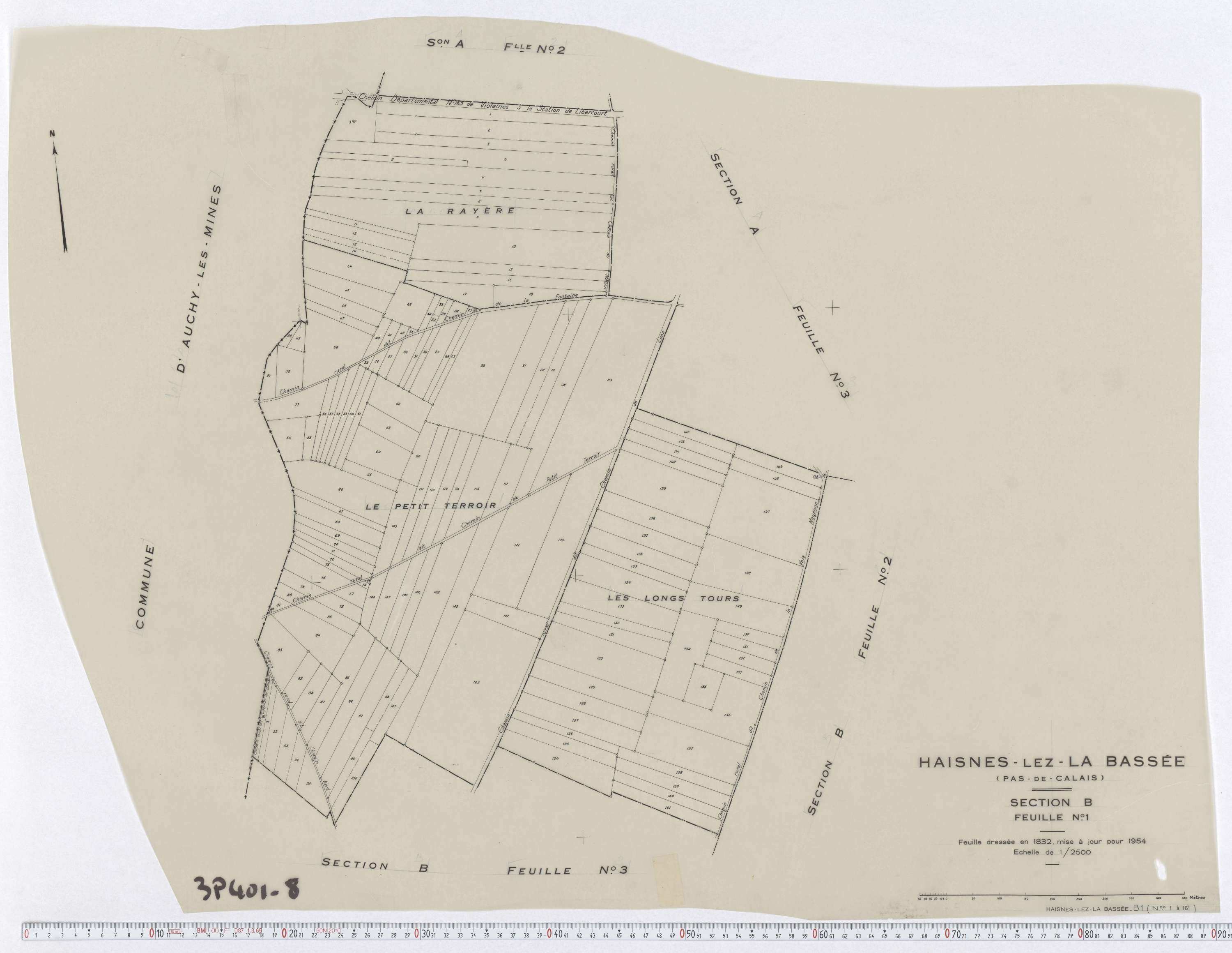 Haisnes - Section B, feuille 1.