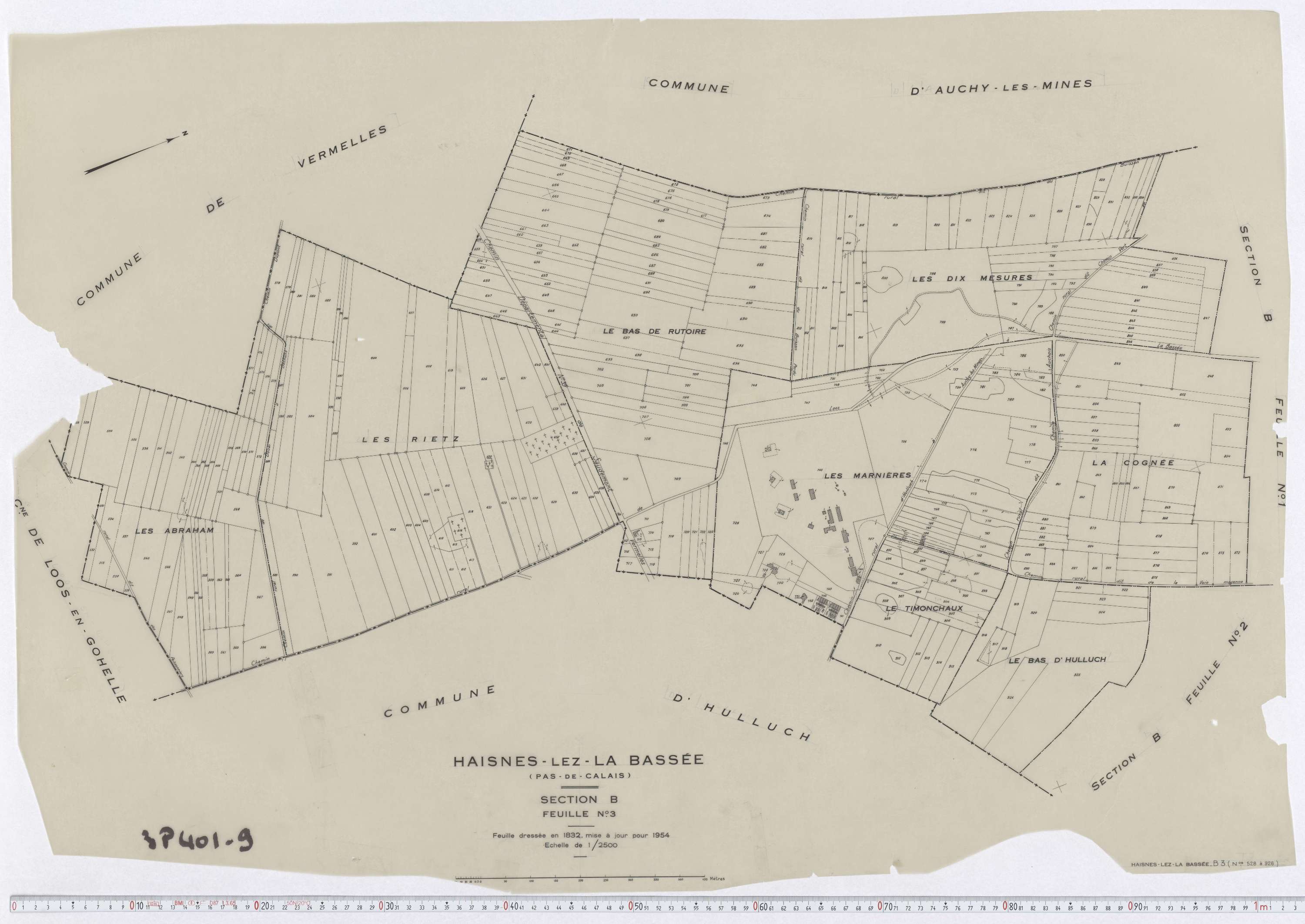 Haisnes - Section B, feuille 3.