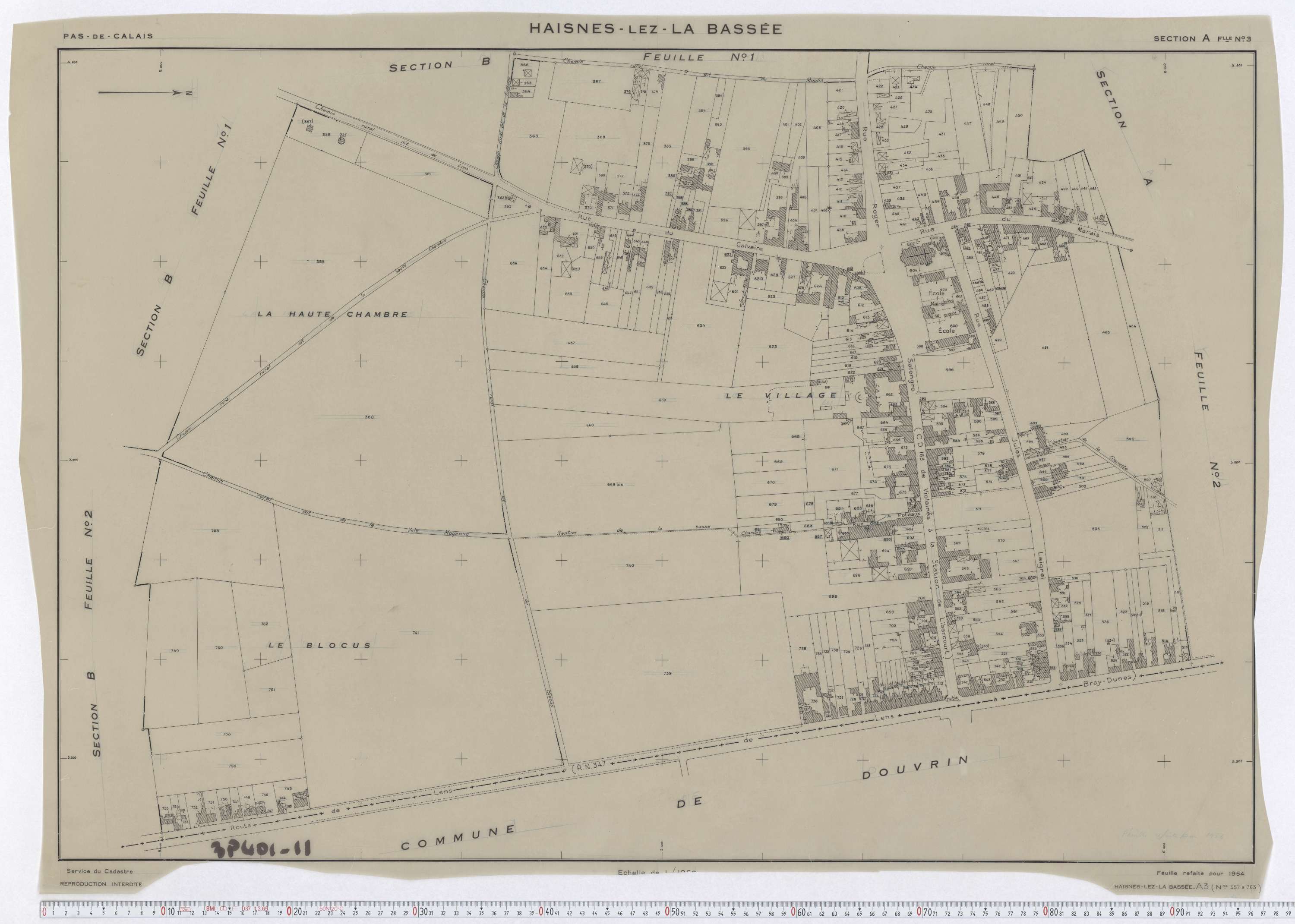 Haisnes - Section A, feuille 3.