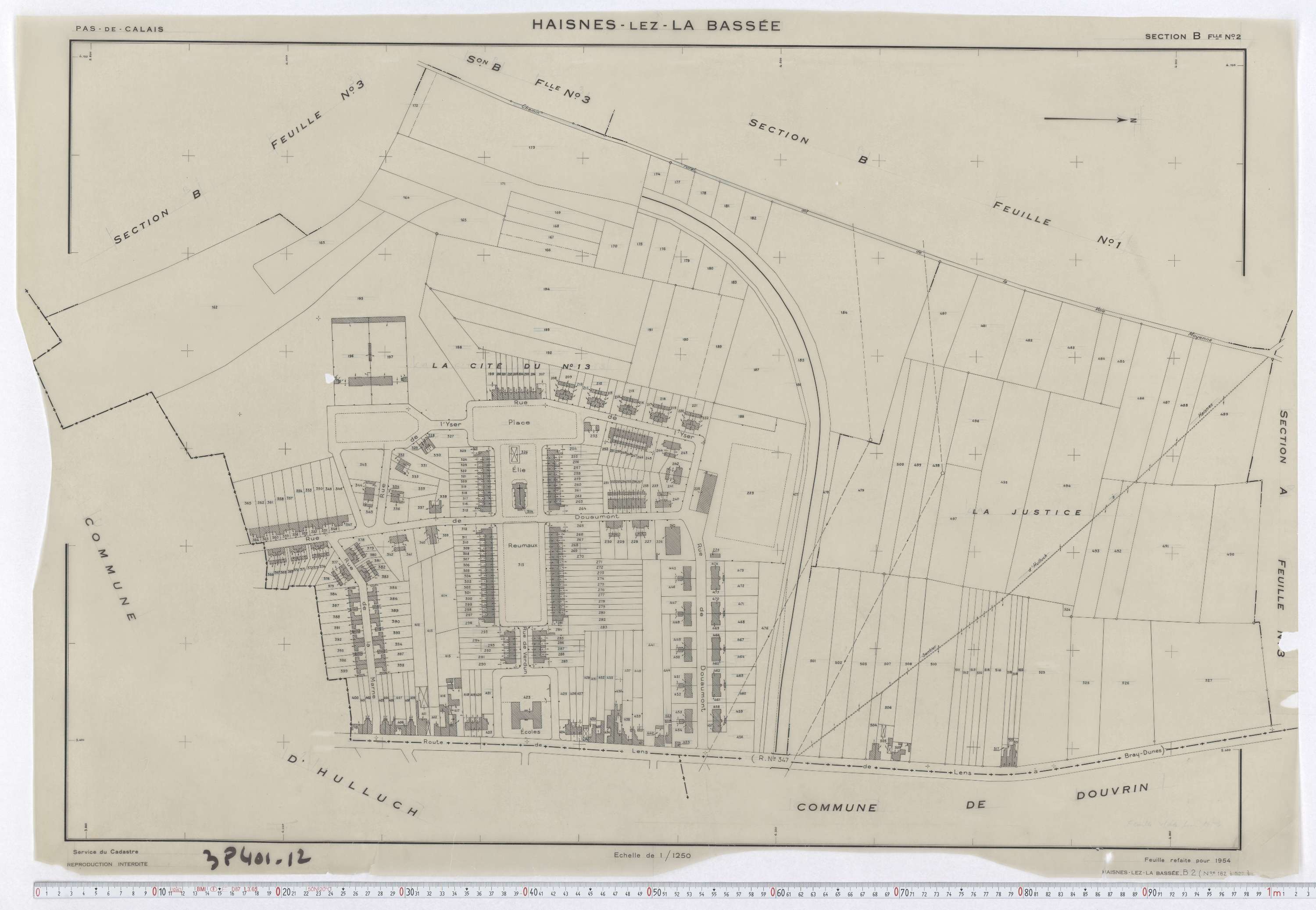 Haisnes - Section B, feuille 2.