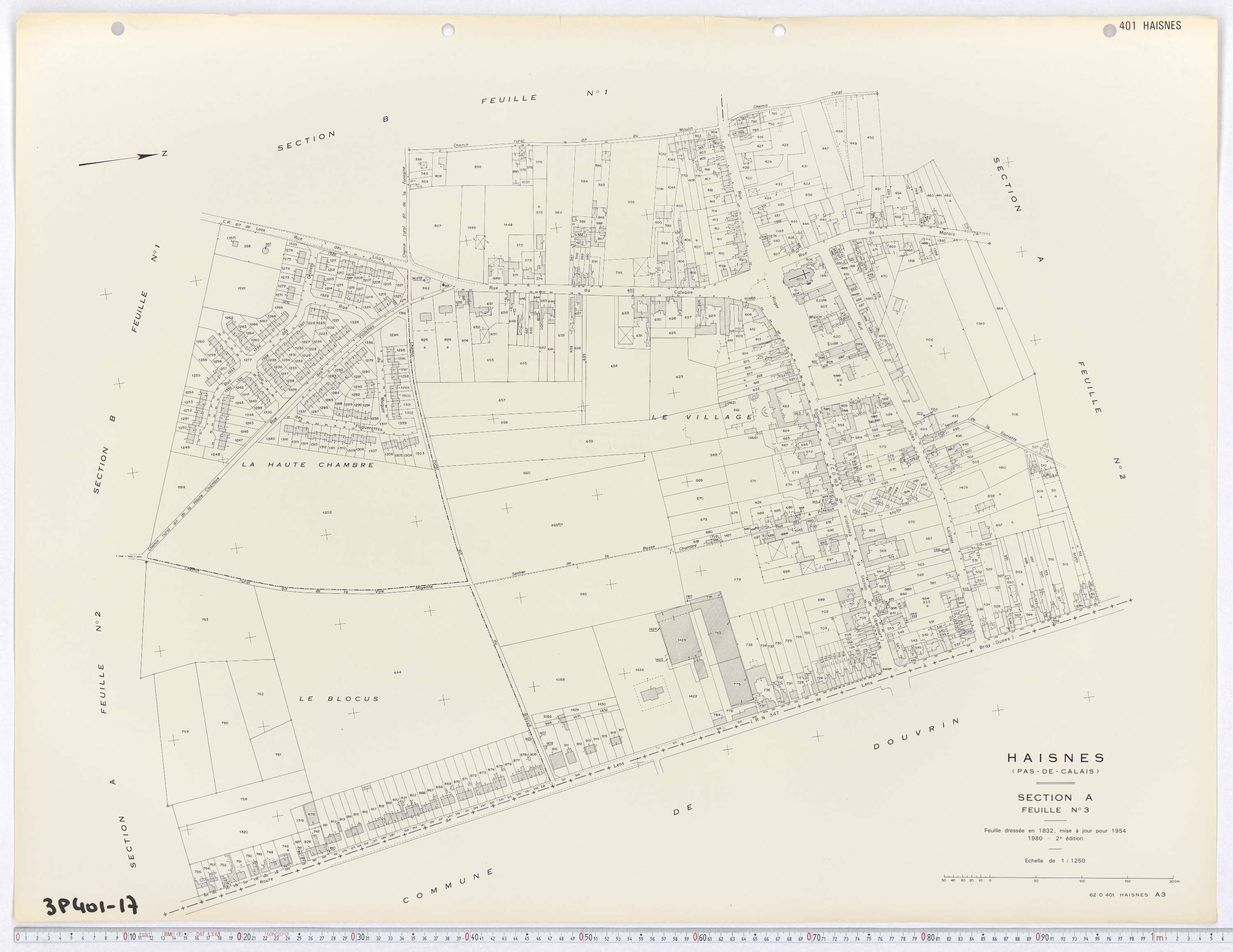 Haisnes - Section A, feuille 3.