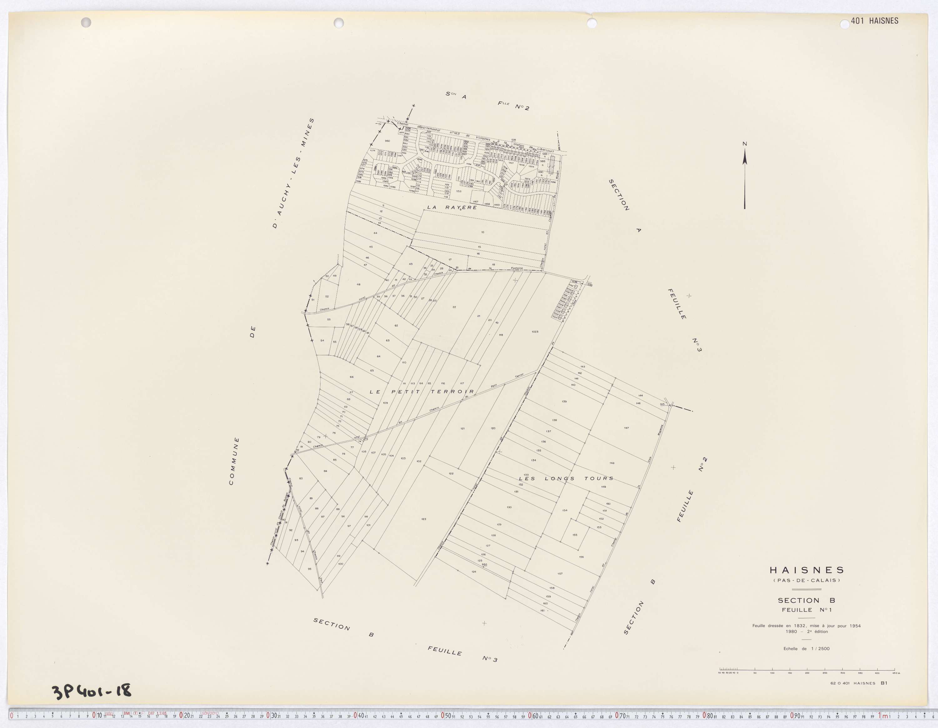 Haisnes - Section B, feuille 1.
