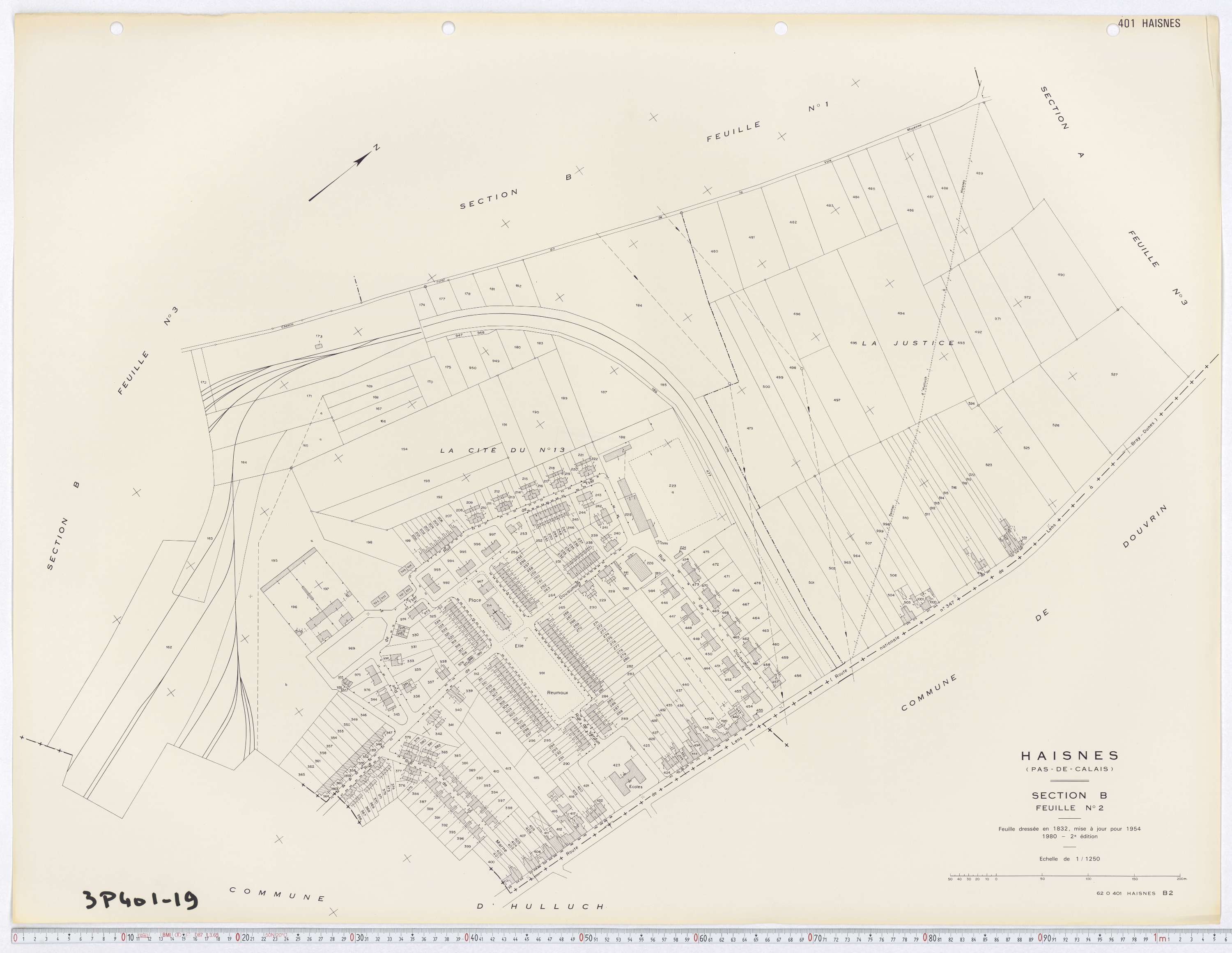 Haisnes - Section B, feuille 2.