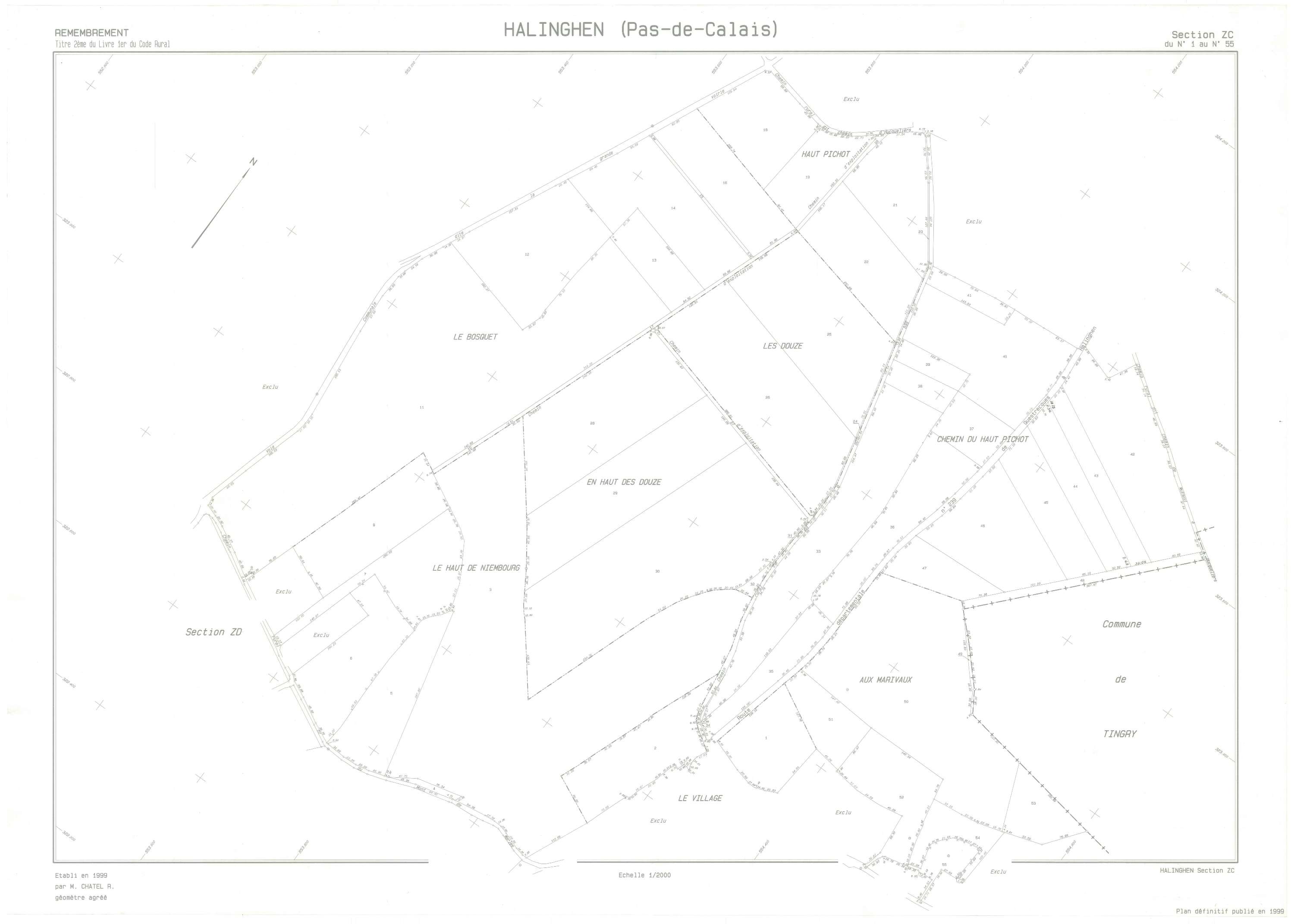 Halinghen - Plan de remembrement : section ZC.