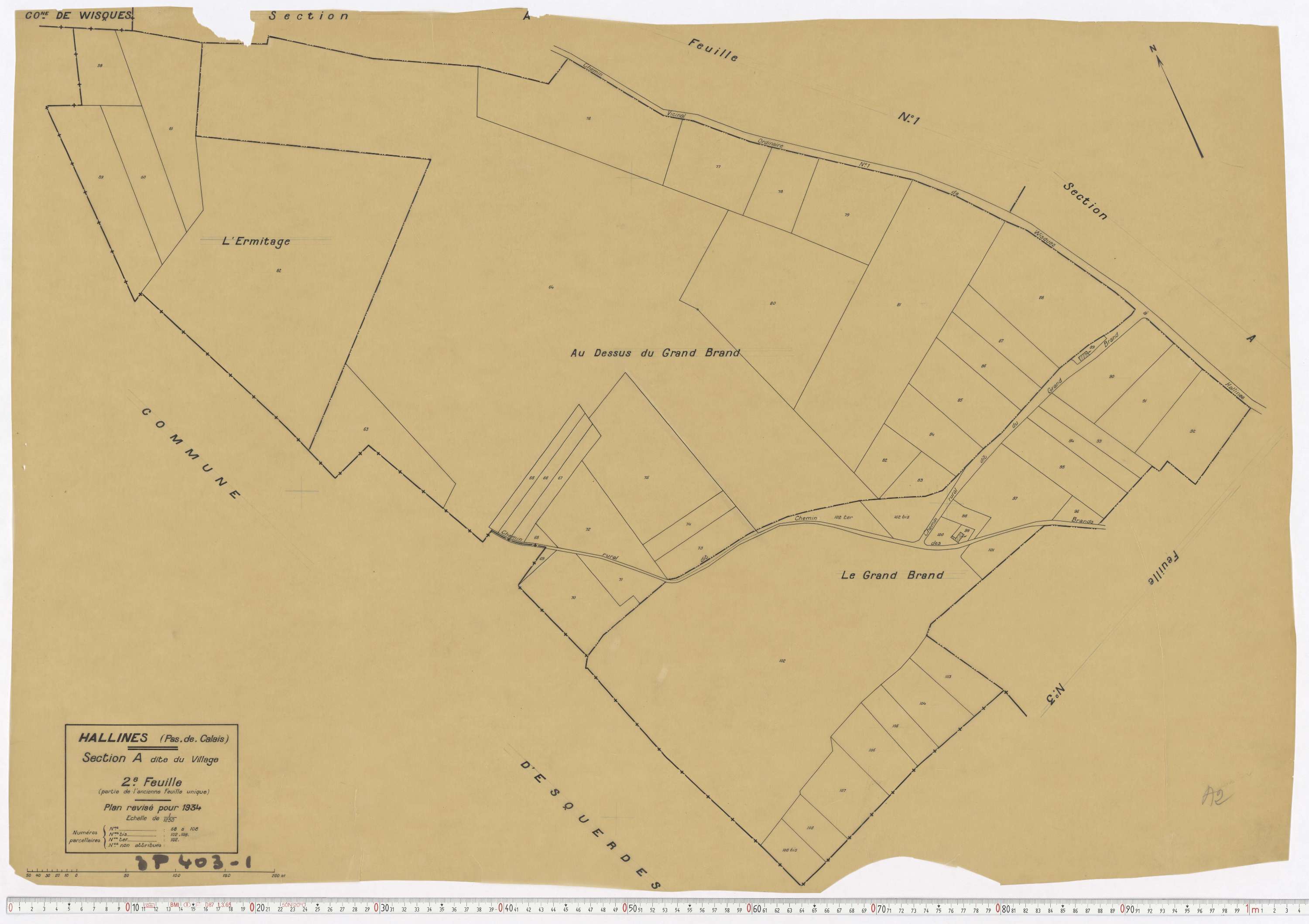 Hallines - Section A, feuille 2.
