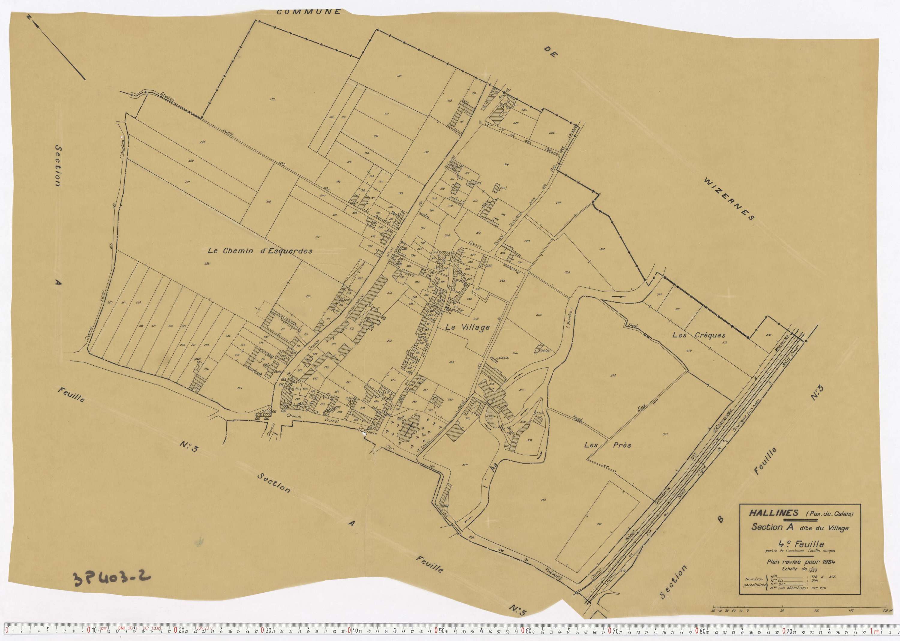 Hallines - Section A, feuille 4.