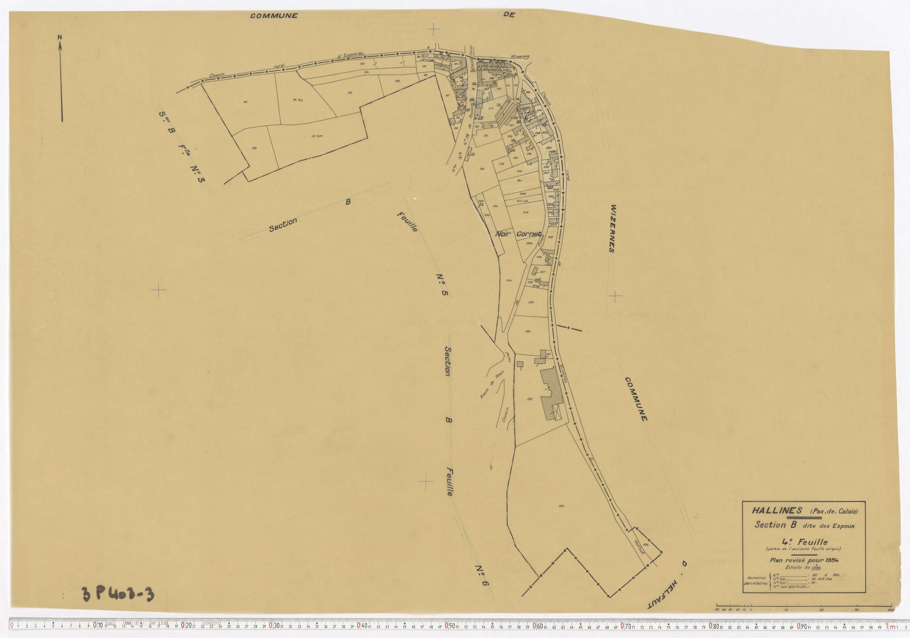 Hallines - Section B, feuille 4.