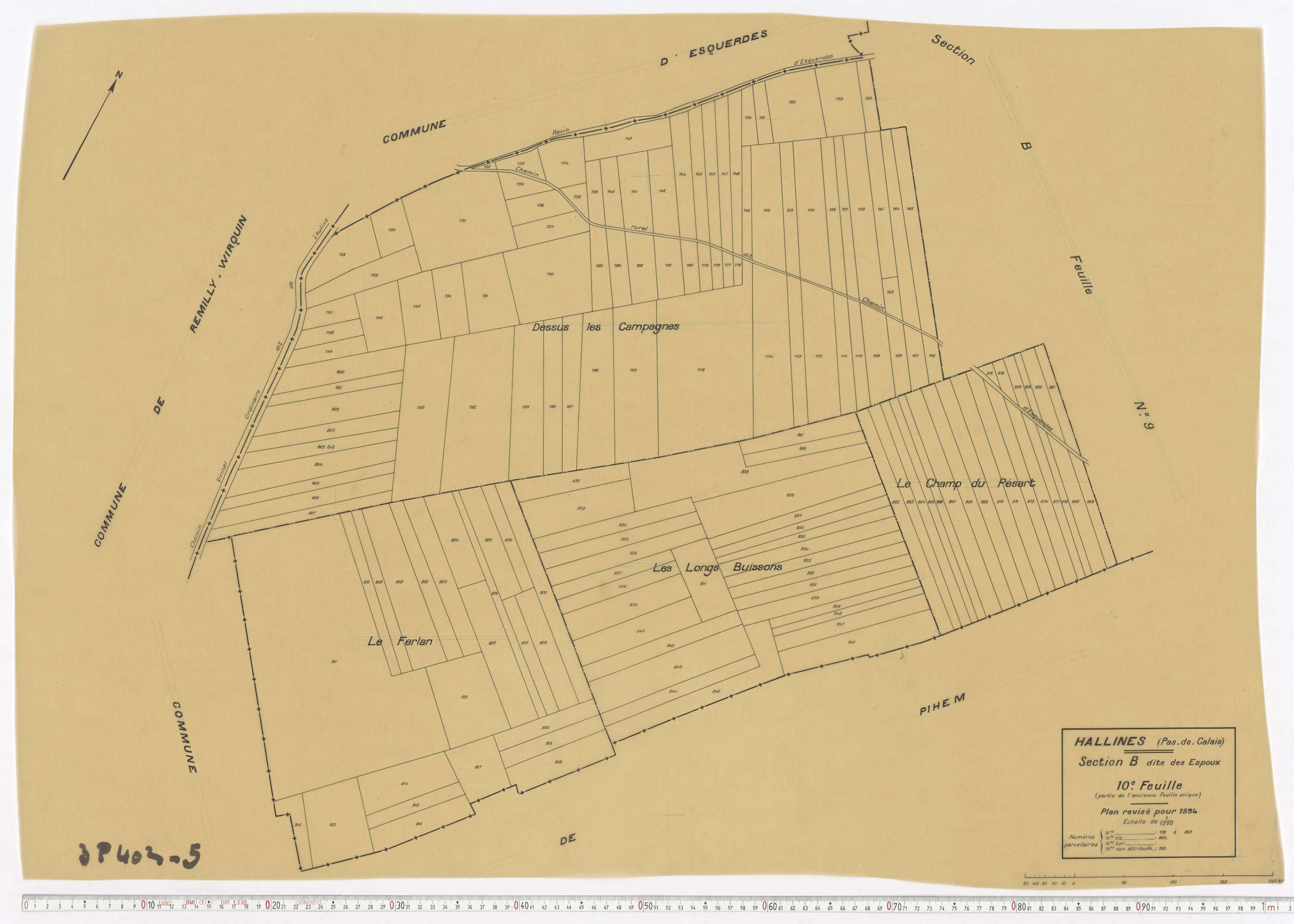 Hallines - Section B, feuille 10.
