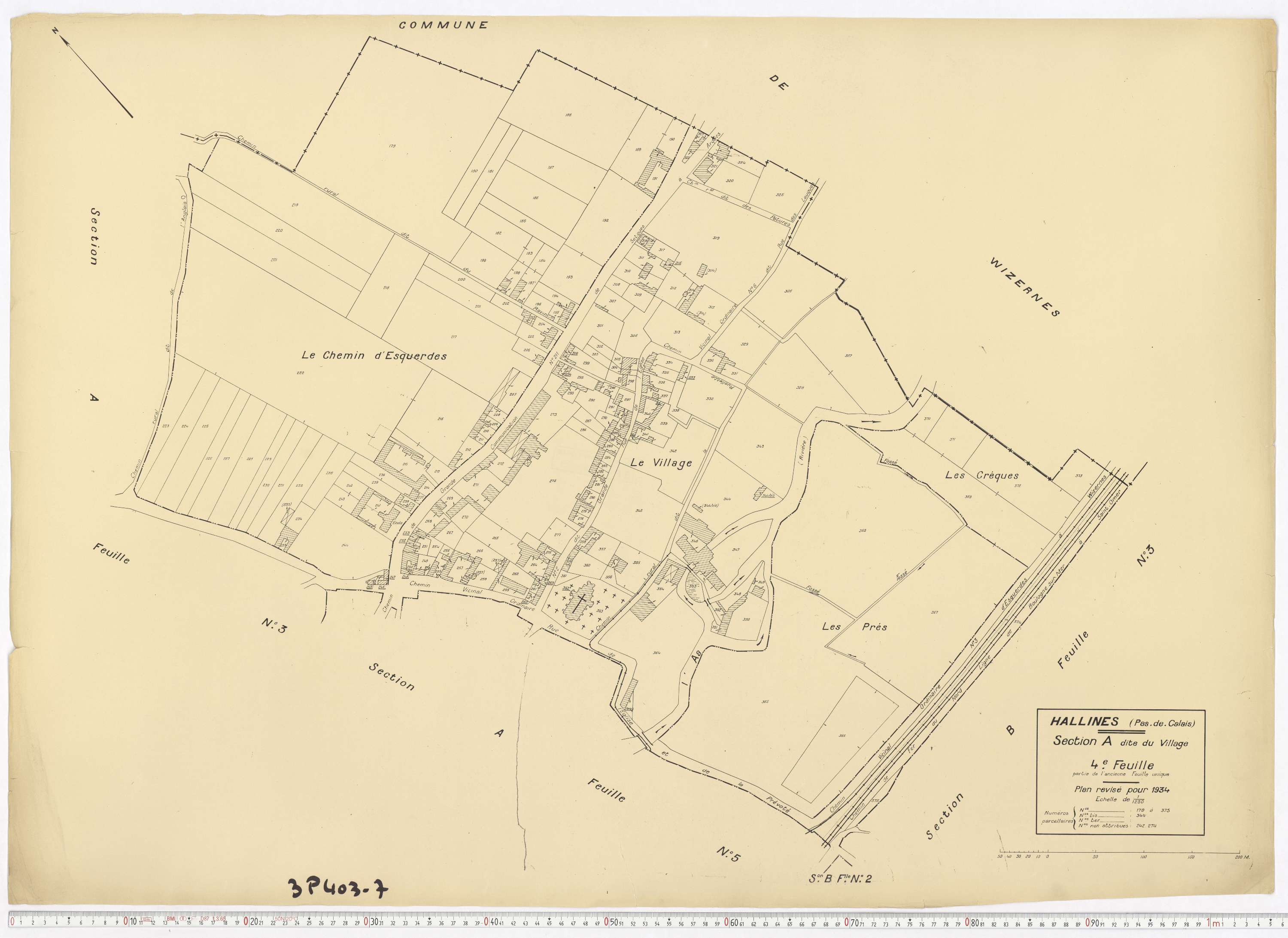 Hallines - Section A, feuille 4.