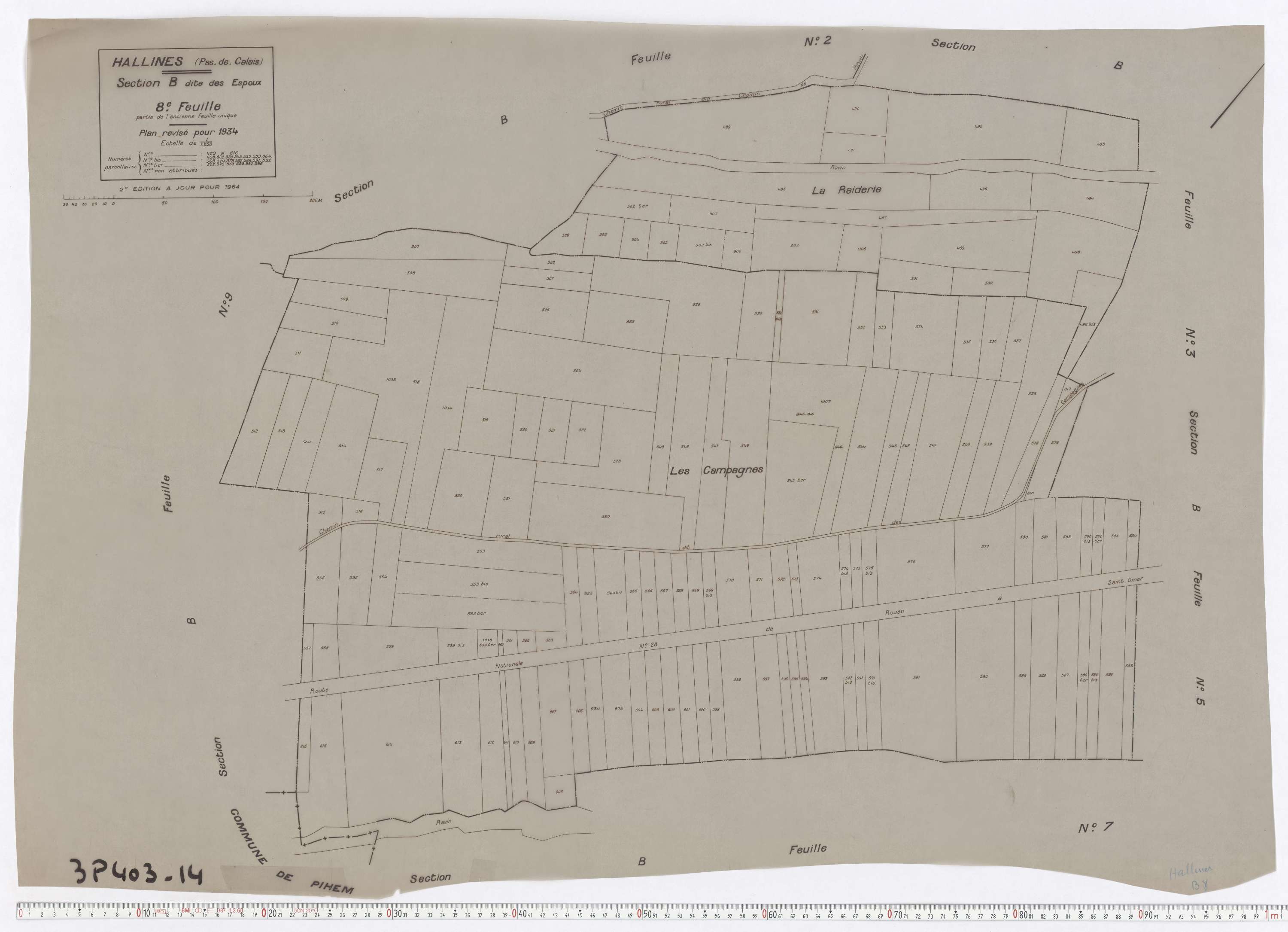 Hallines - Section B, feuille 8.