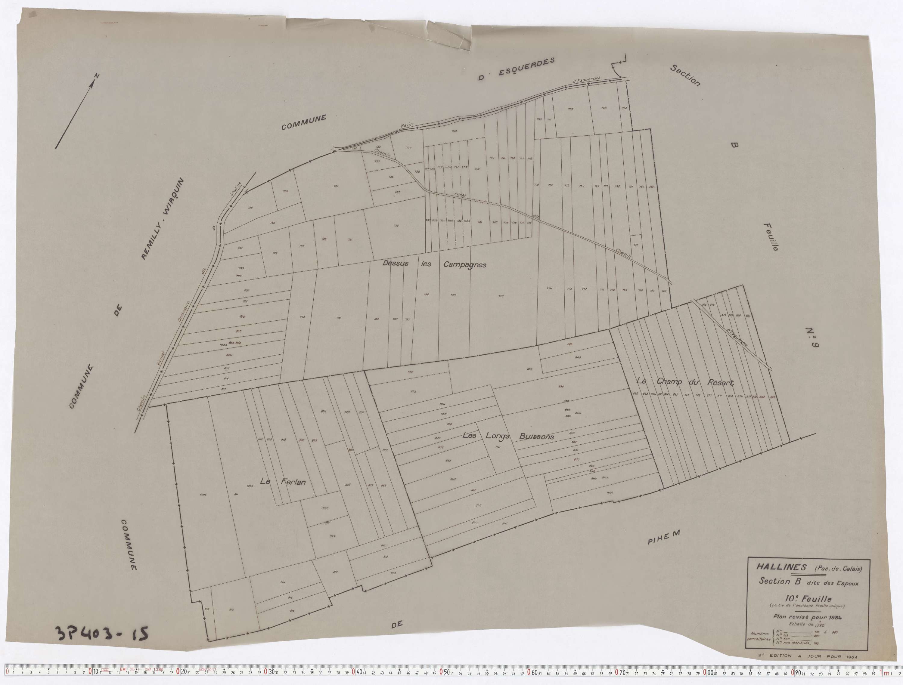 Hallines - Section B, feuille 10.