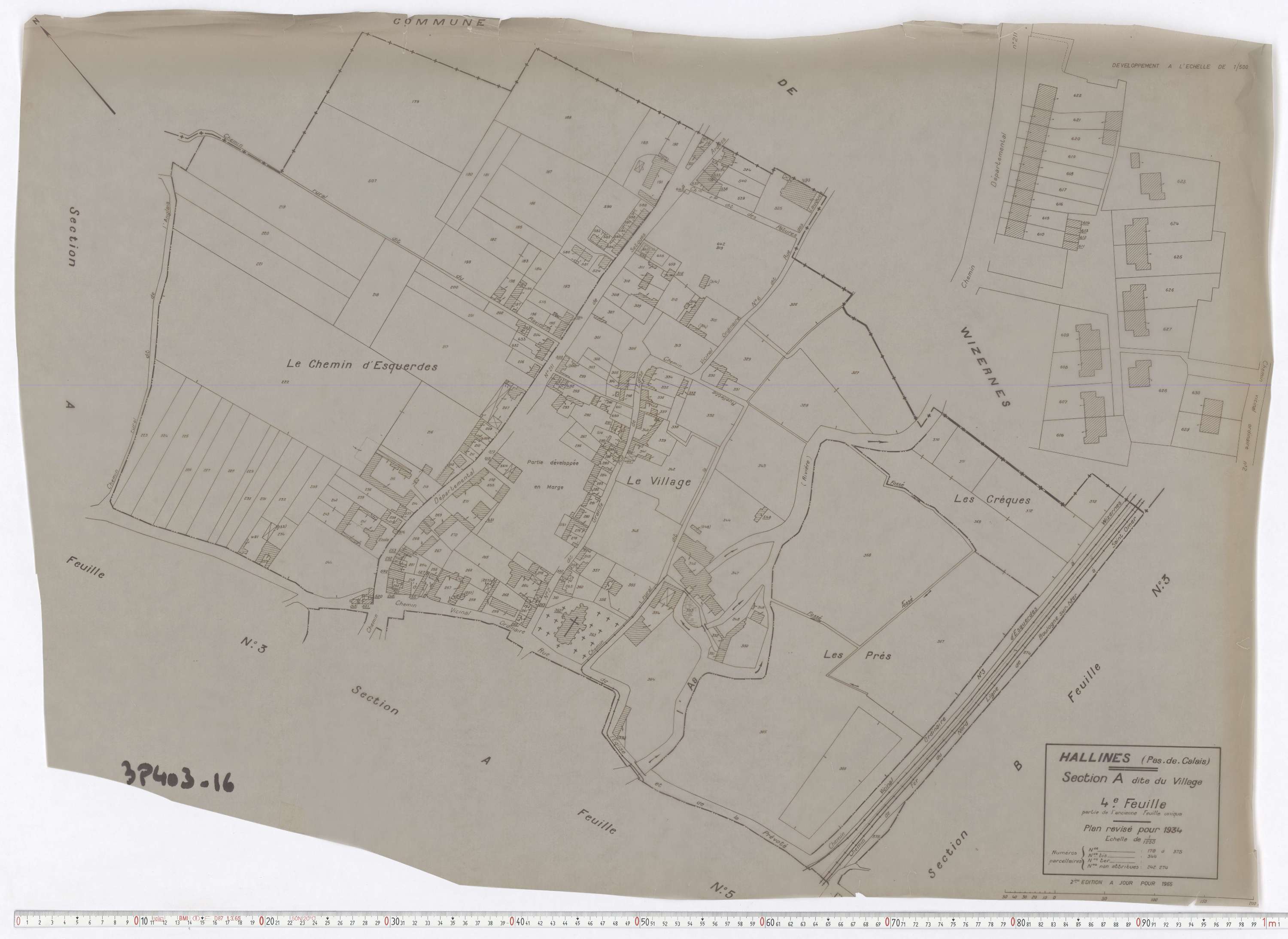 Hallines - Section A, feuille 4.