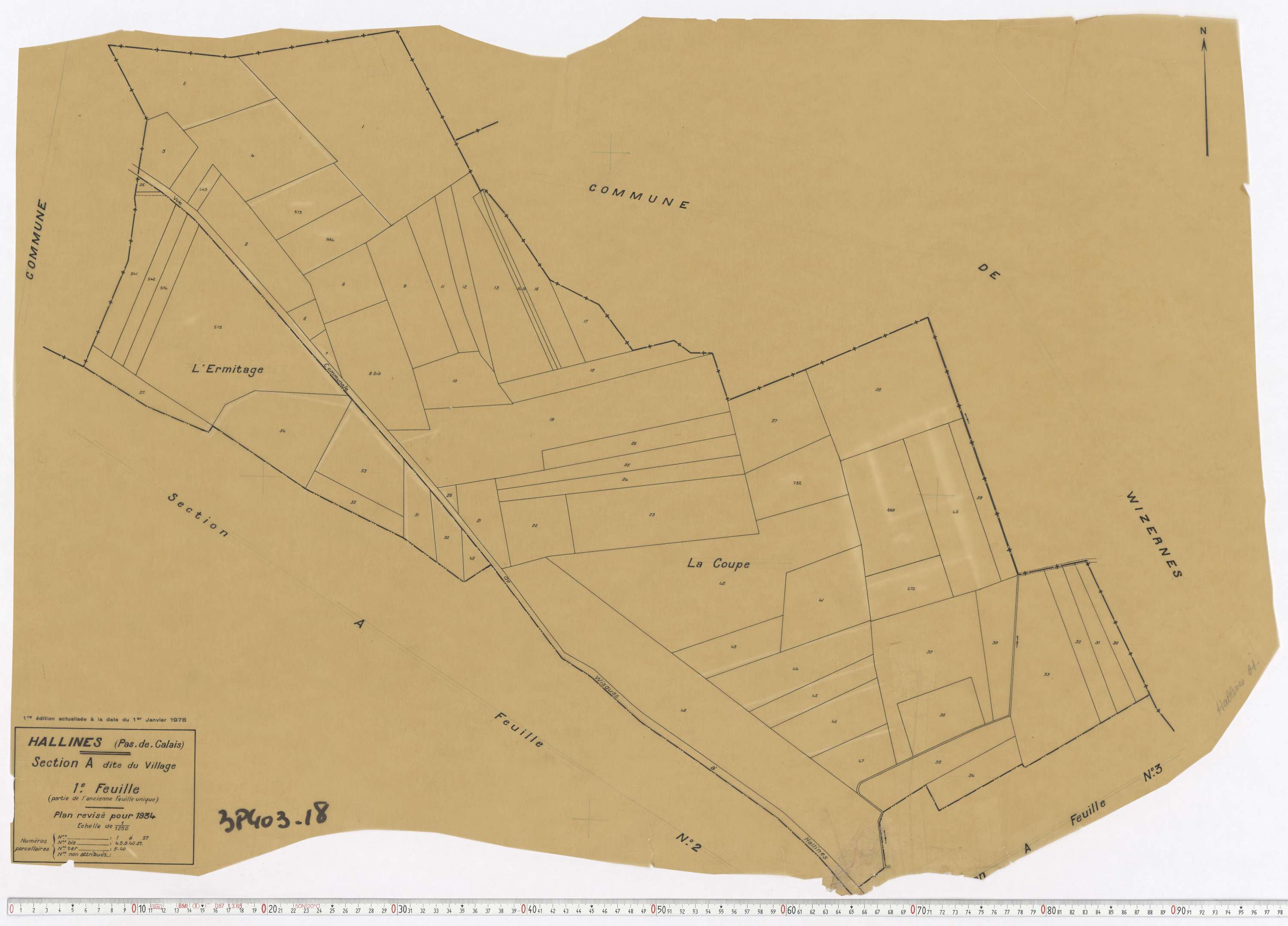 Hallines - Section A, feuille 1.