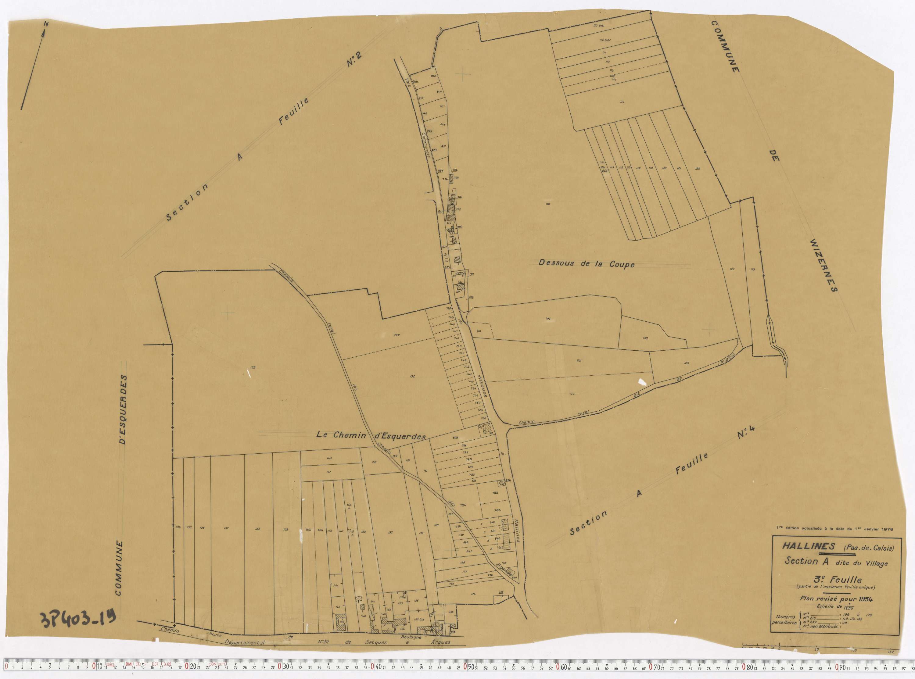 Hallines - Section A, feuille 3.