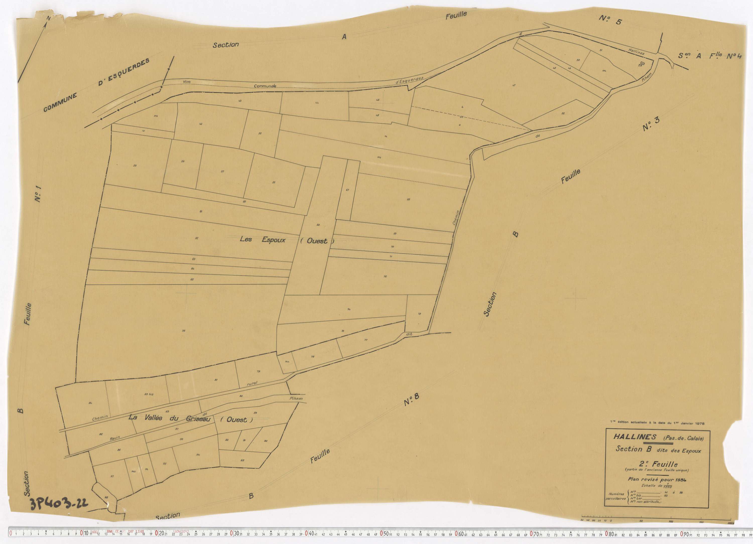 Hallines - Section B, feuille 2.