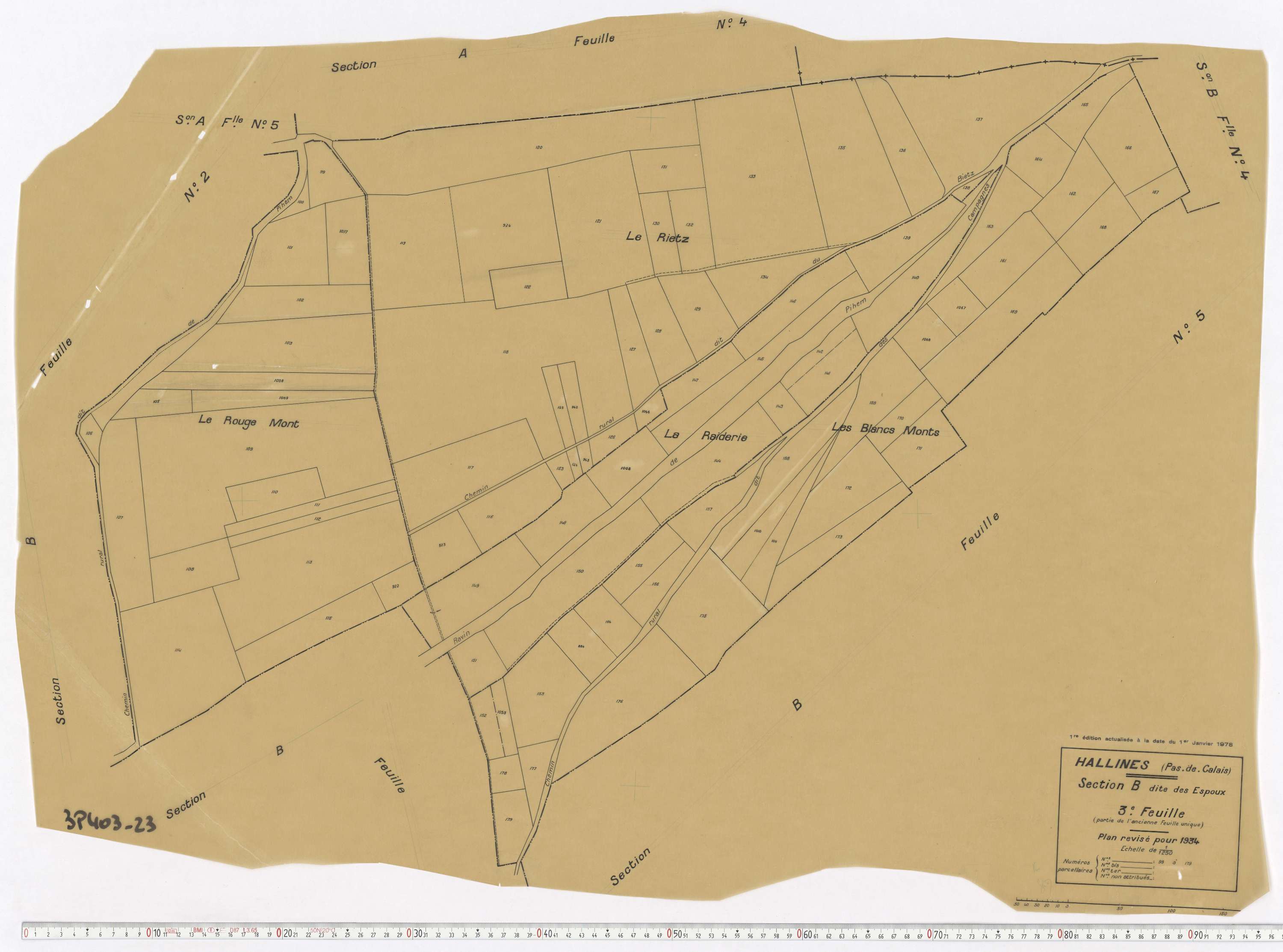 Hallines - Section B, feuille 3.