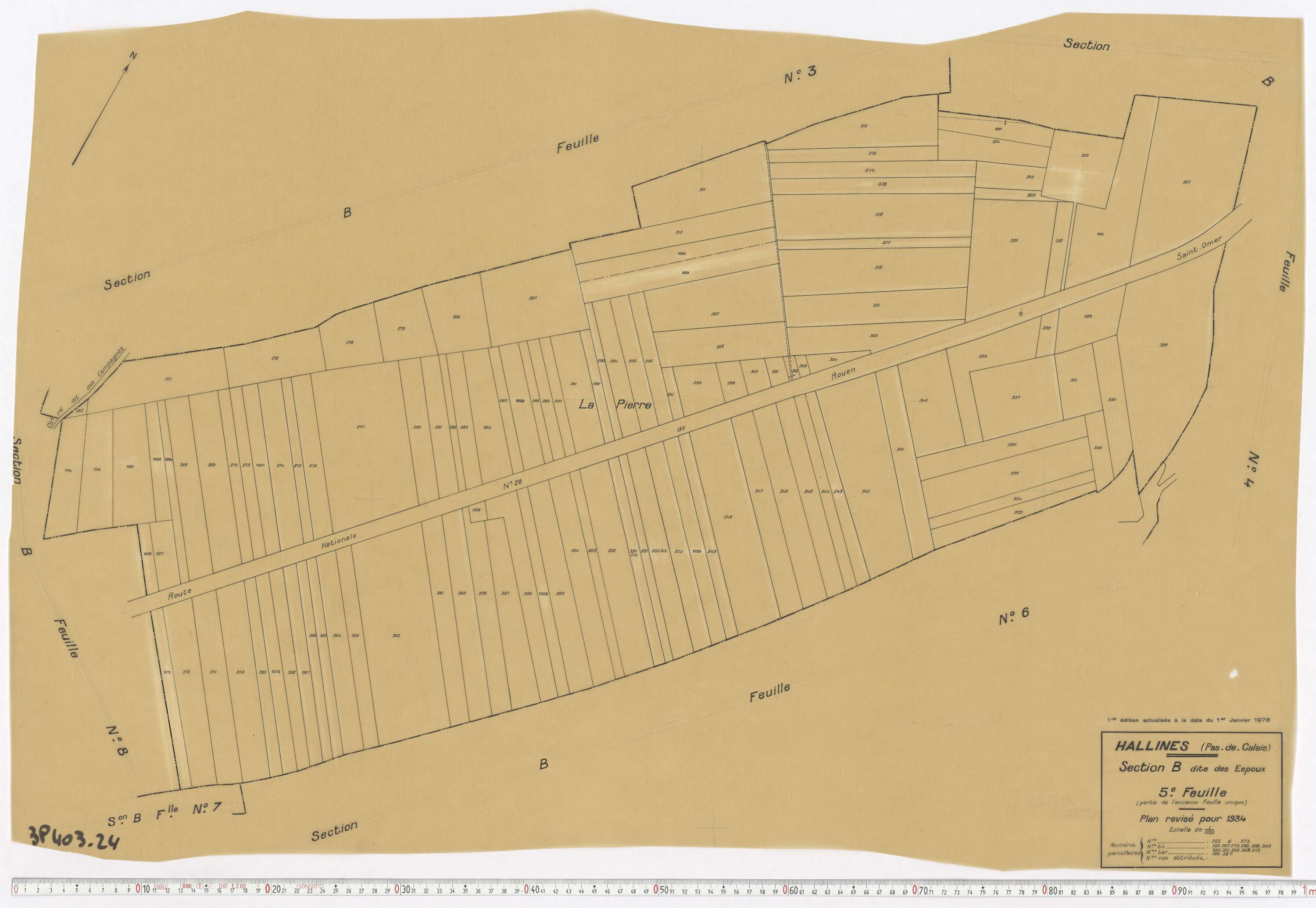 Hallines - Section B, feuille 5.