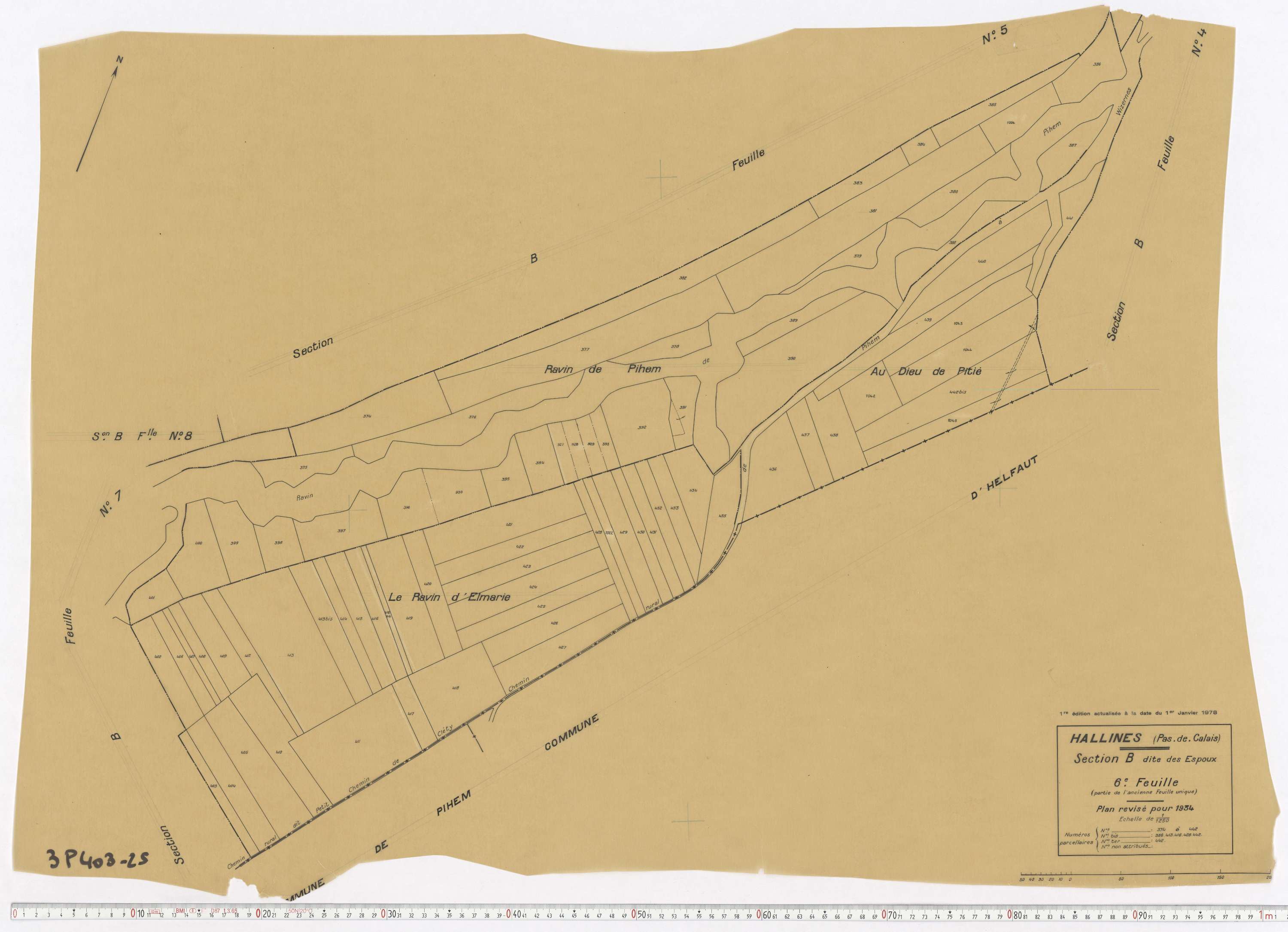 Hallines - Section B, feuille 6.
