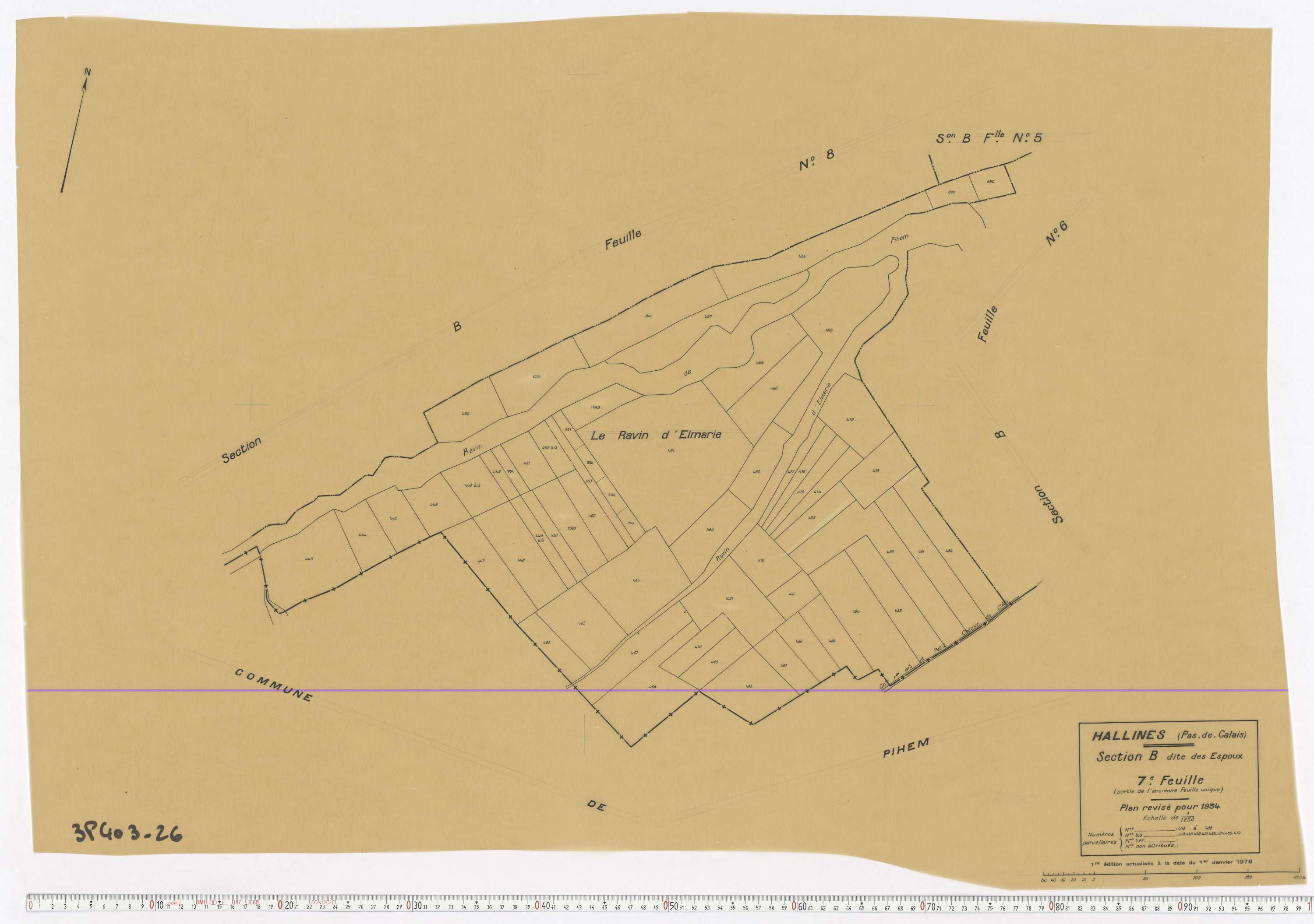 Hallines - Section B, feuille 7.