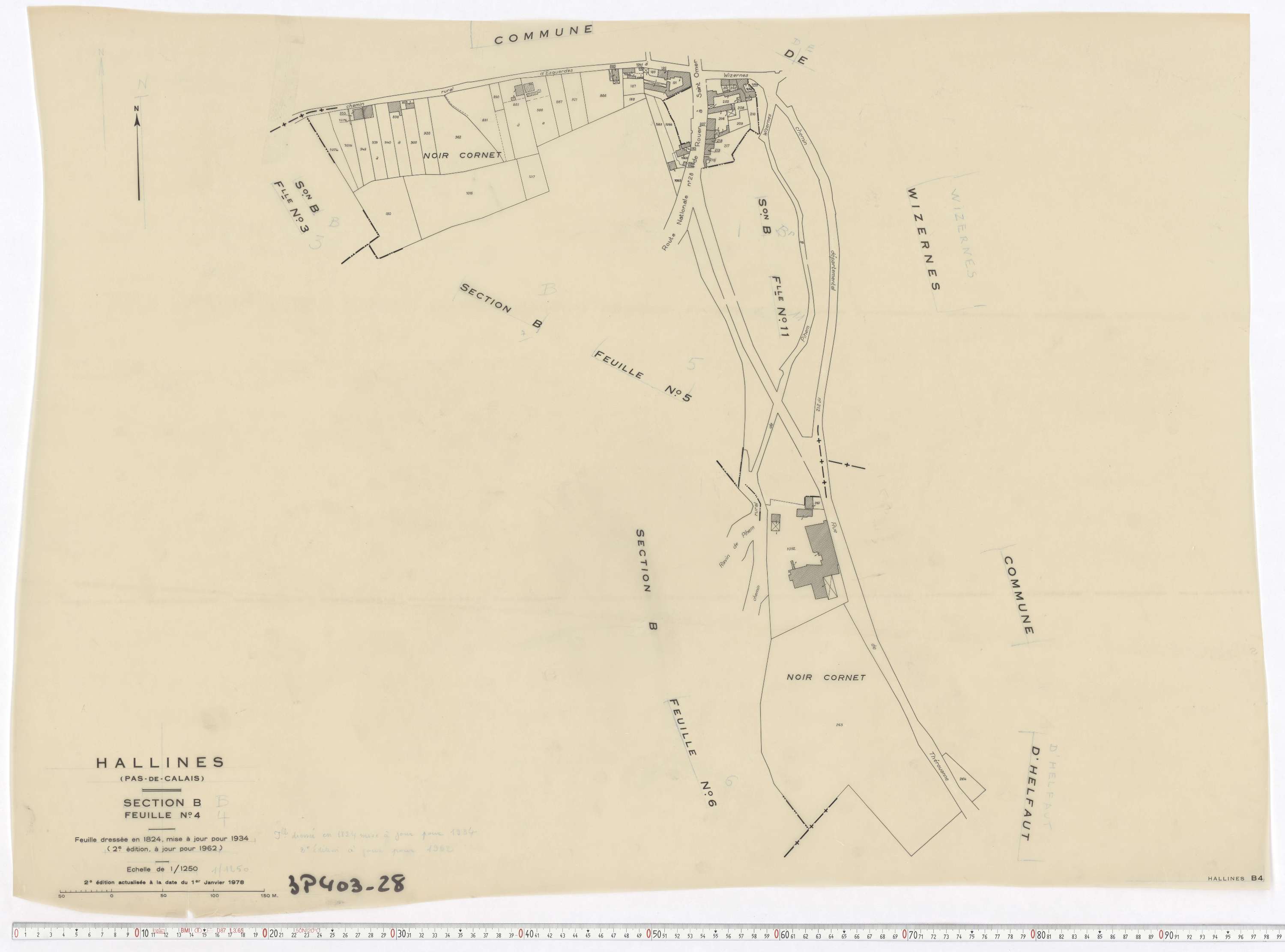 Hallines - Section B, feuille 4.