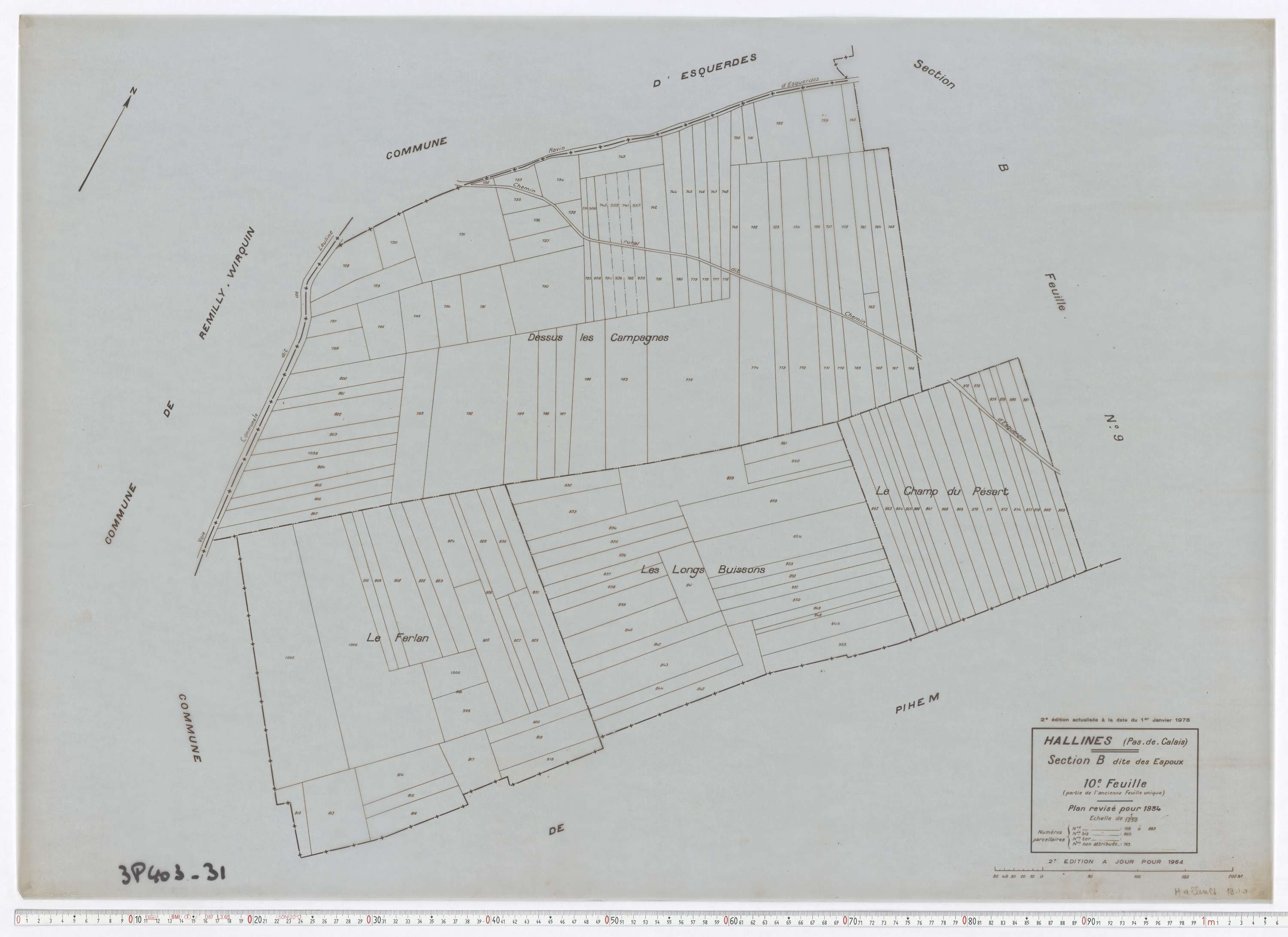Hallines - Section B, feuille 10.
