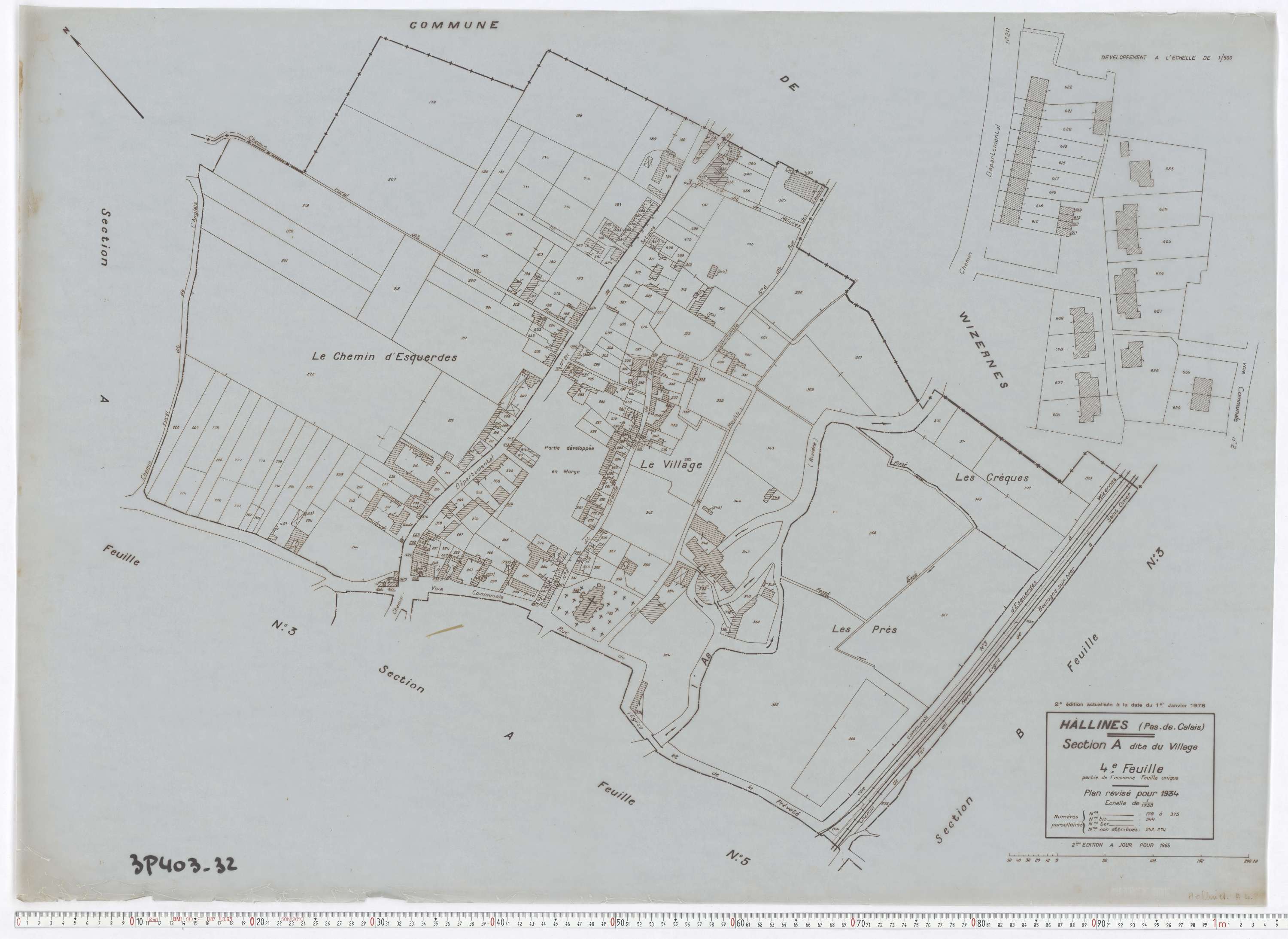 Hallines - Section A, feuille 4.