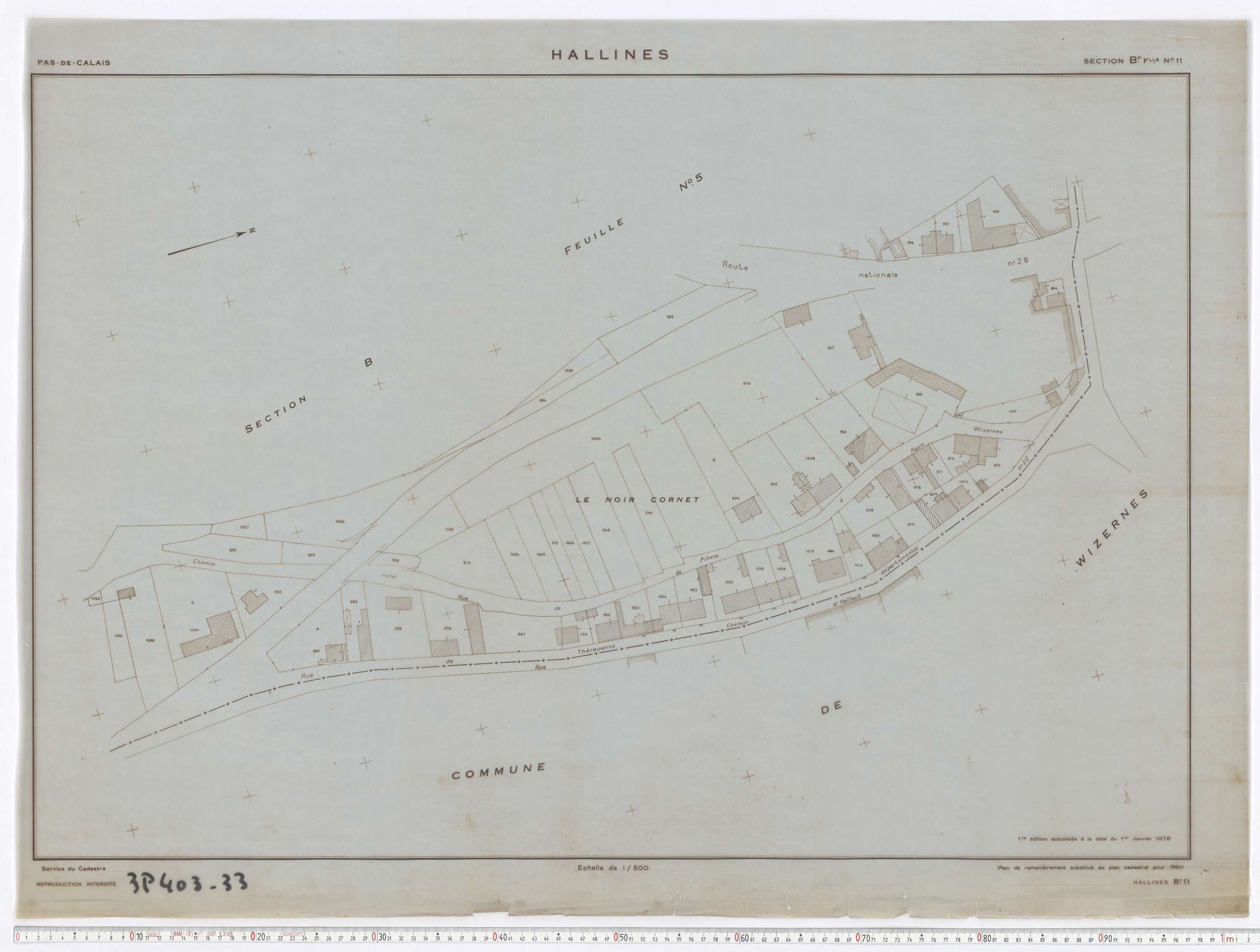 Hallines - Section B, feuille 11.