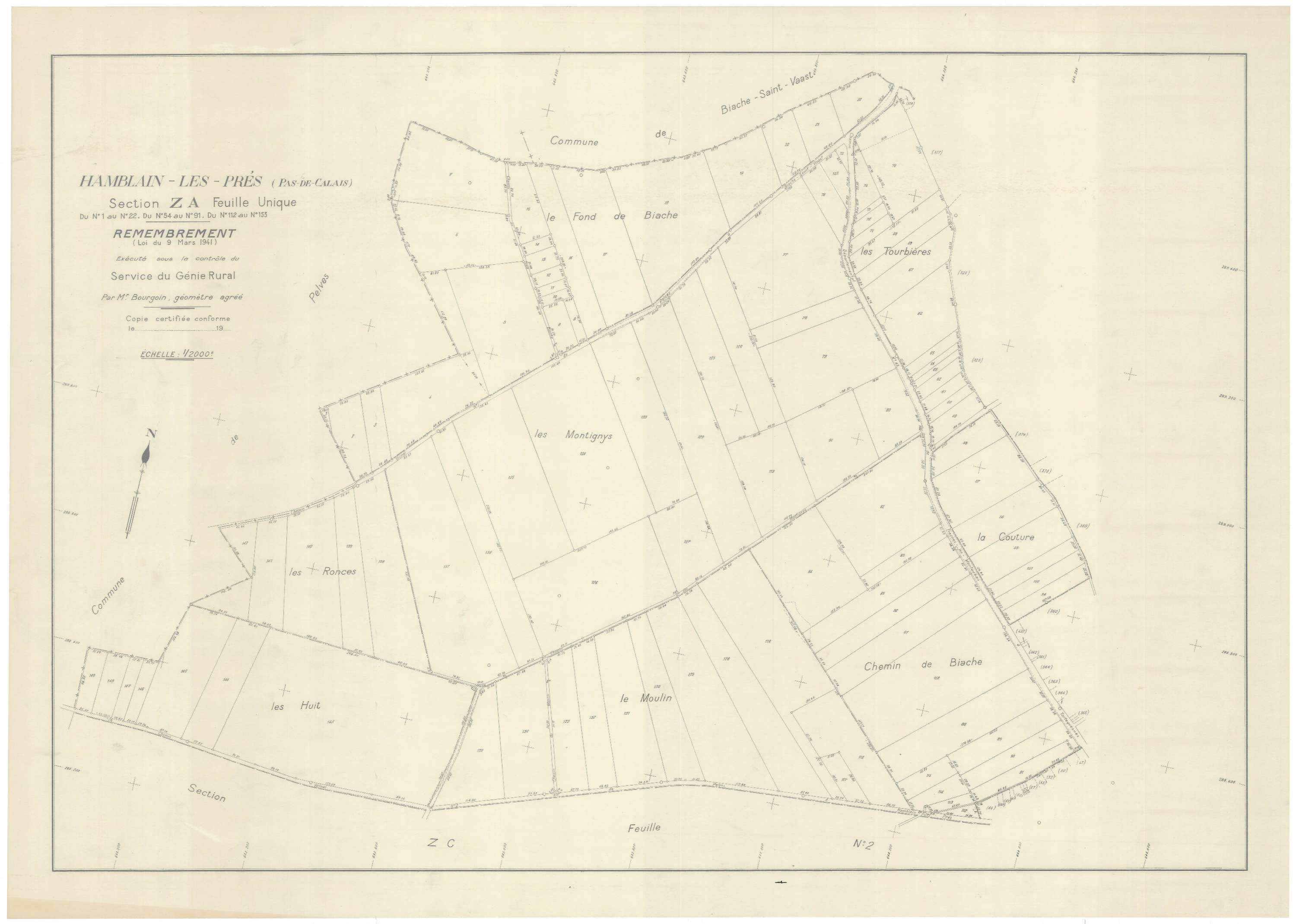 Hamblain-les-Prés - Plan de remembrement : section ZA.