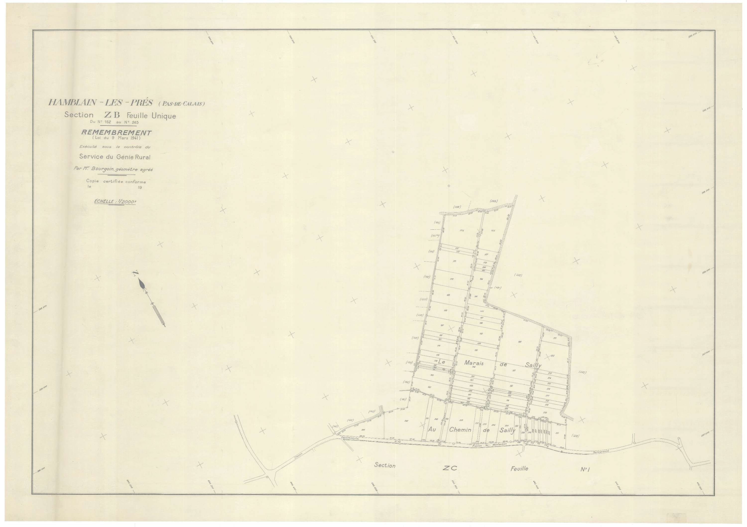 Hamblain-les-Prés - Plan de remembrement : section ZB.