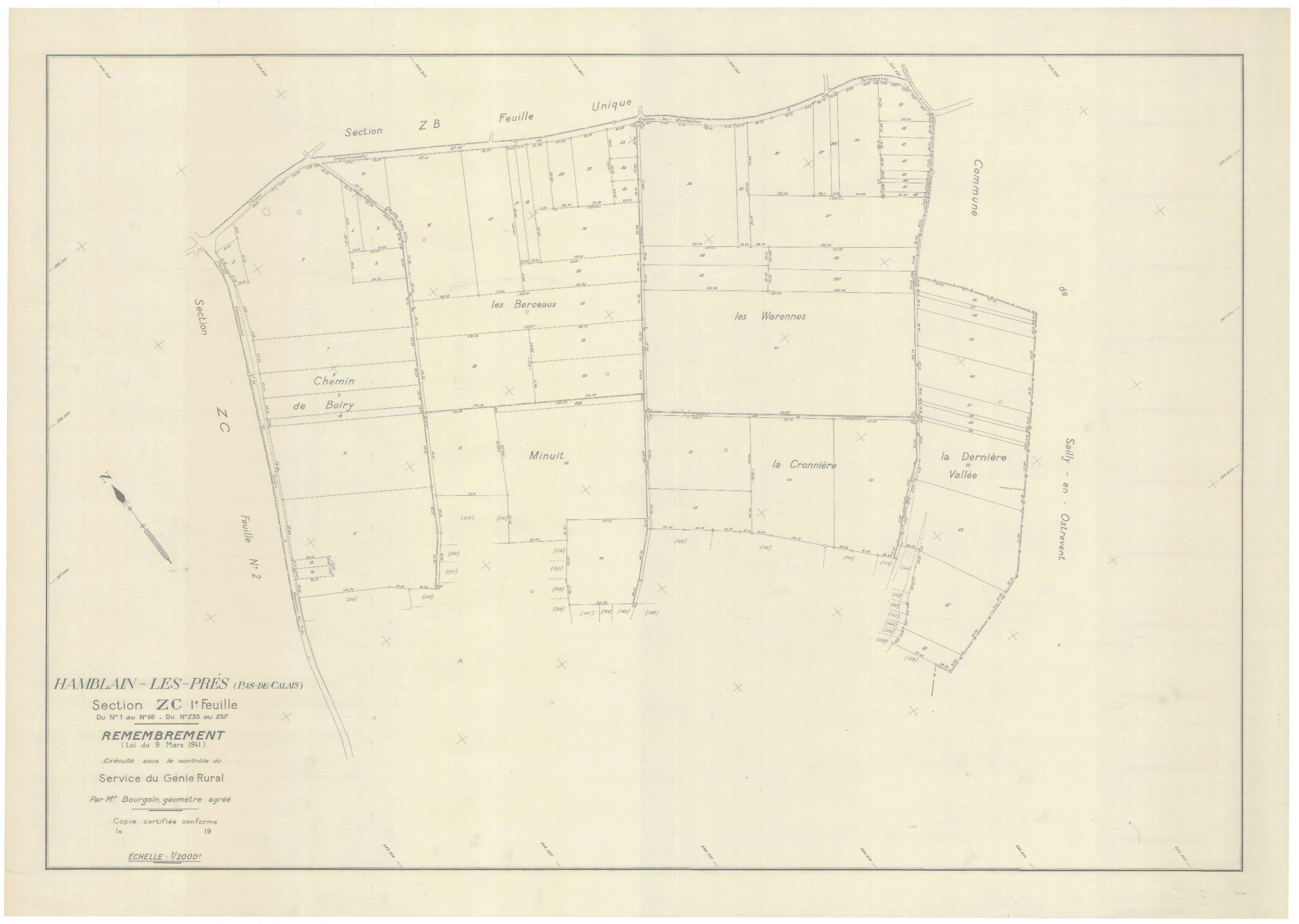 Hamblain-les-Prés - Plan de remembrement : section ZC.