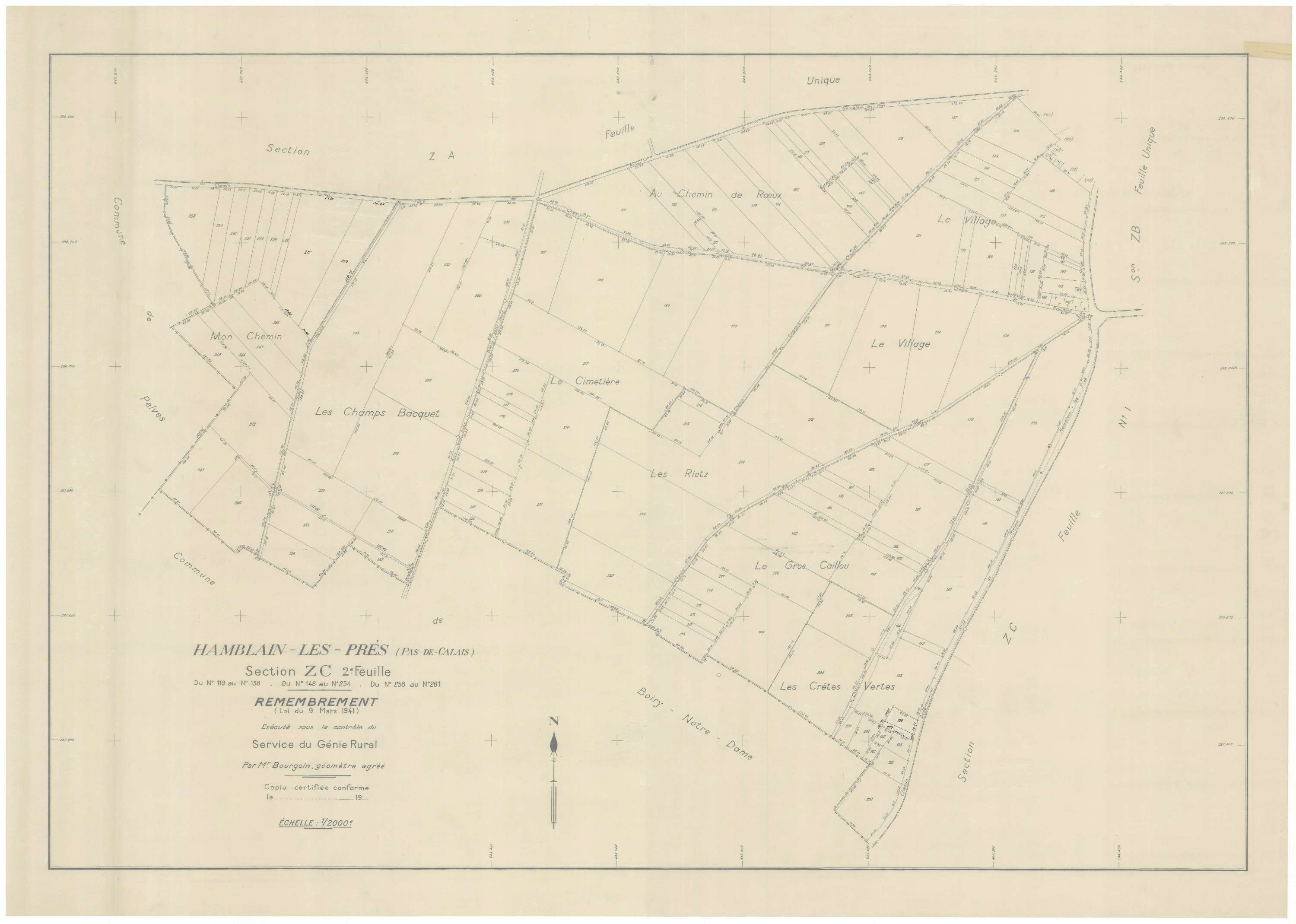 Hamblain-les-Prés - Plan de remembrement : section ZC.