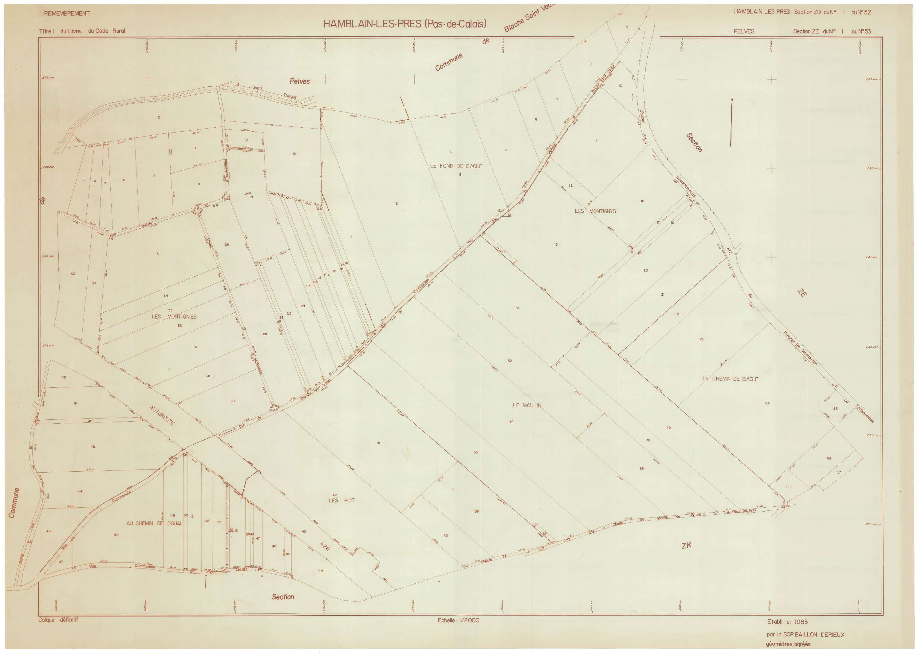 Hamblain-les-Prés - Plan de remembrement : section ZD.