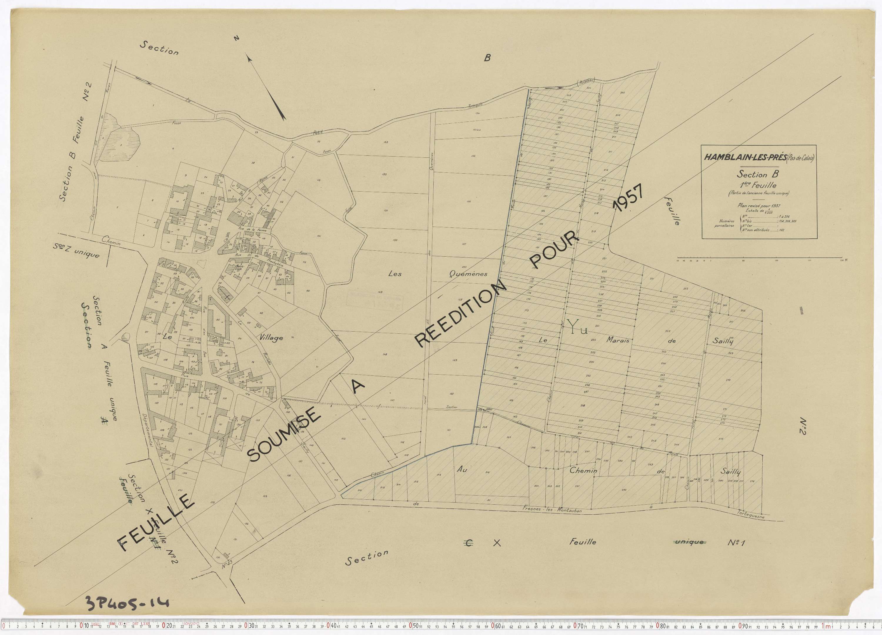 Hamblain-les-Prés - Section B, feuille 1.