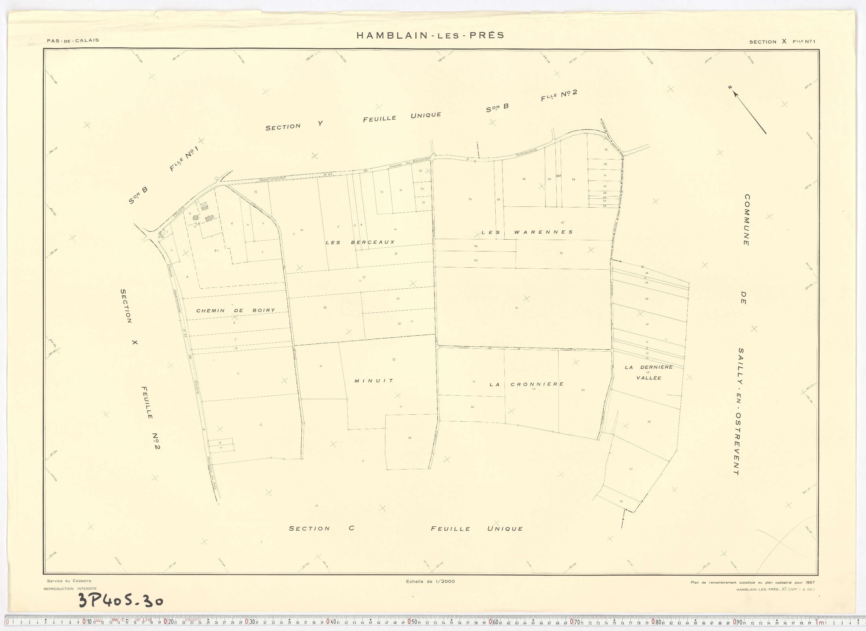 Hamblain-les-Prés - Section X, feuille 1.