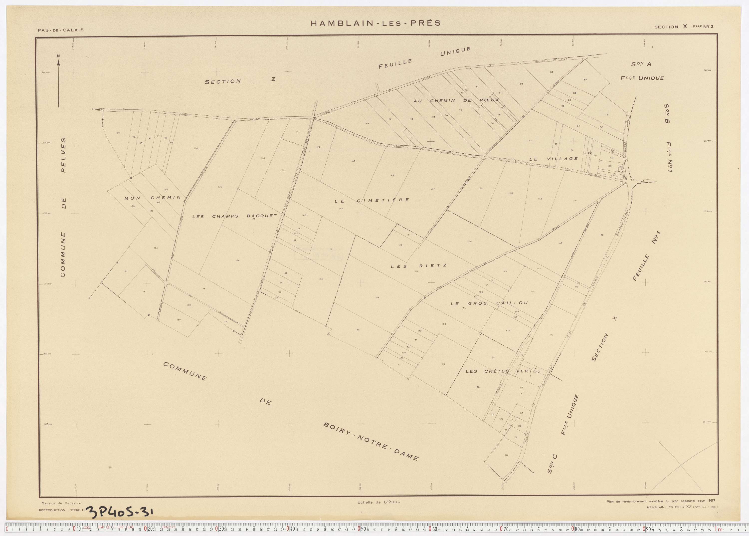Hamblain-les-Prés - Section X, feuille 2.