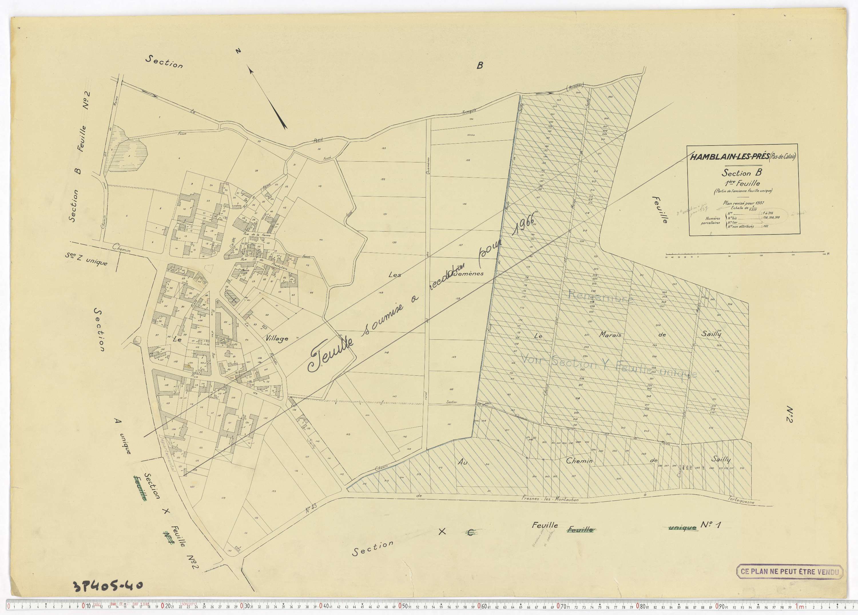 Hamblain-les-Prés - Section B, feuille 1.