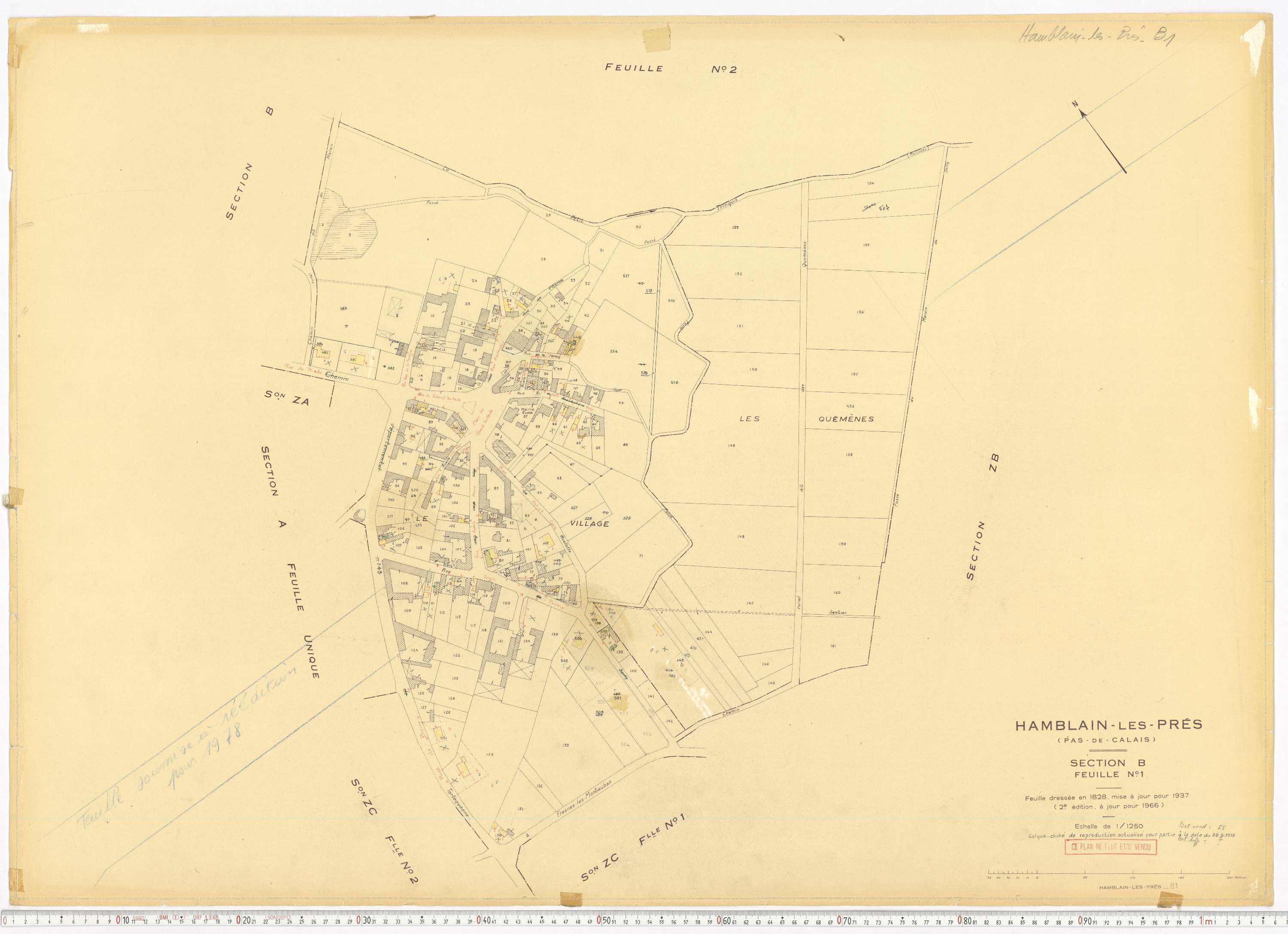 Hamblain-les-Prés - Section B, feuille 1.